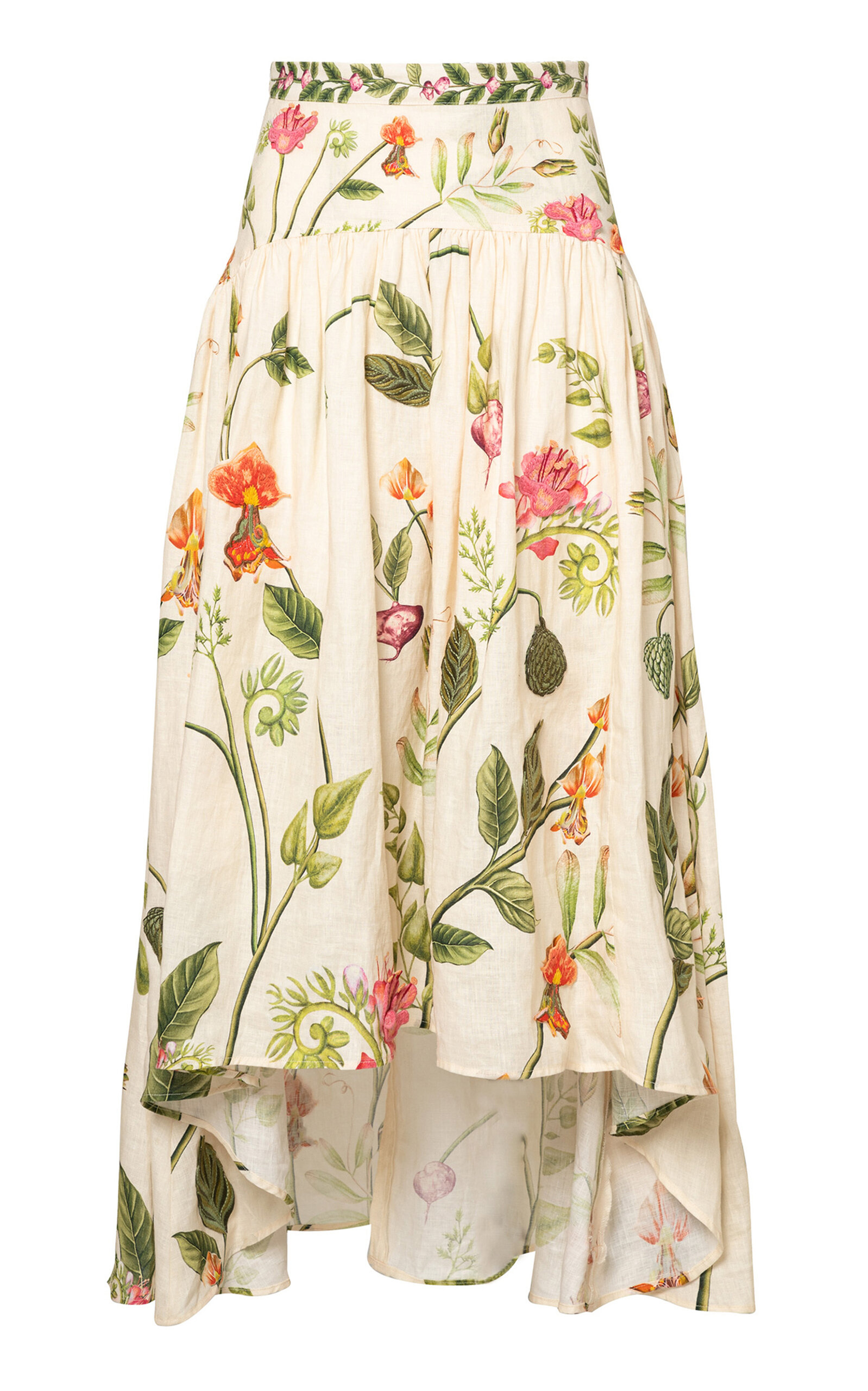 Agua by Agua Bendita Curua Cultivo Floral Linen Maxi Skirt