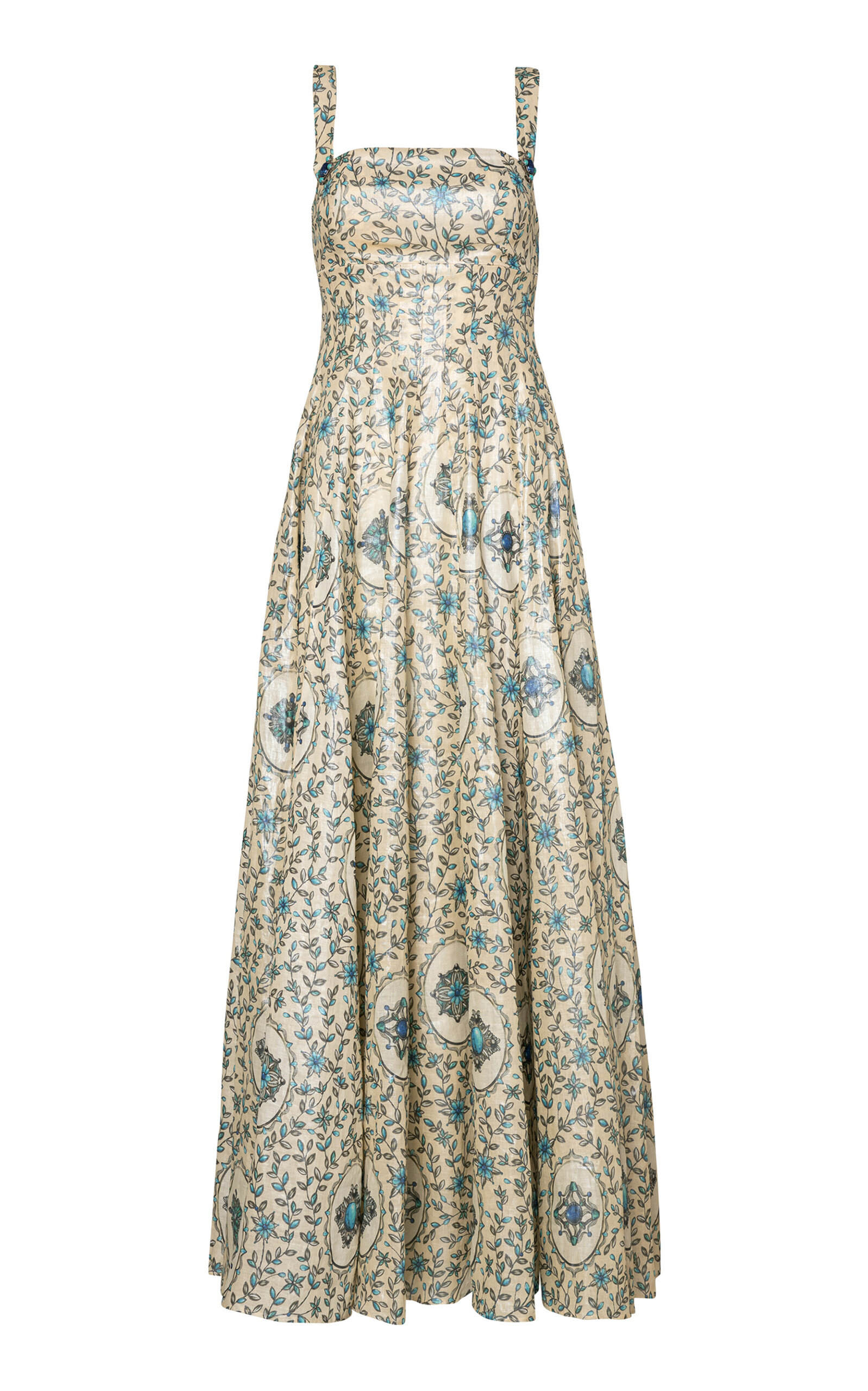 Agua by Agua Bendita Aguamarina Platero Printed Linen Maxi Dress
