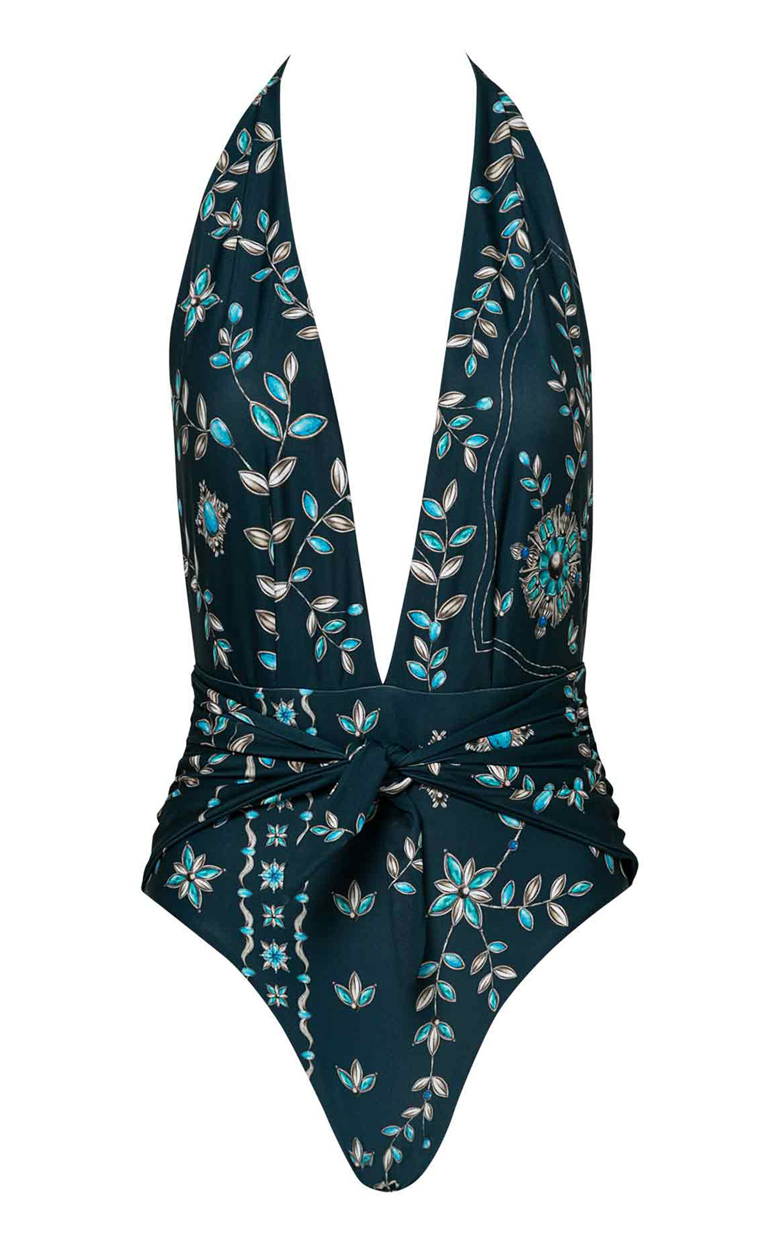 Shop Agua By Agua Bendita Salm Relicario Printed One-piece Swimsuit In Blue