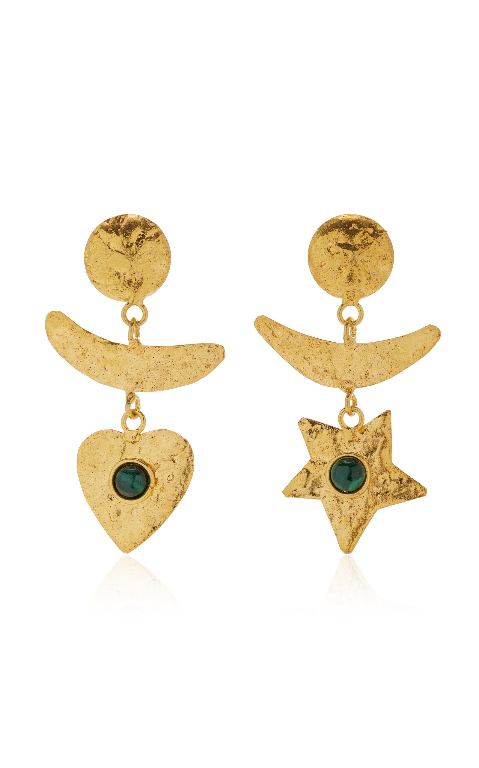Sol Y Luna 22K Gold-Plated Malachite Earrings