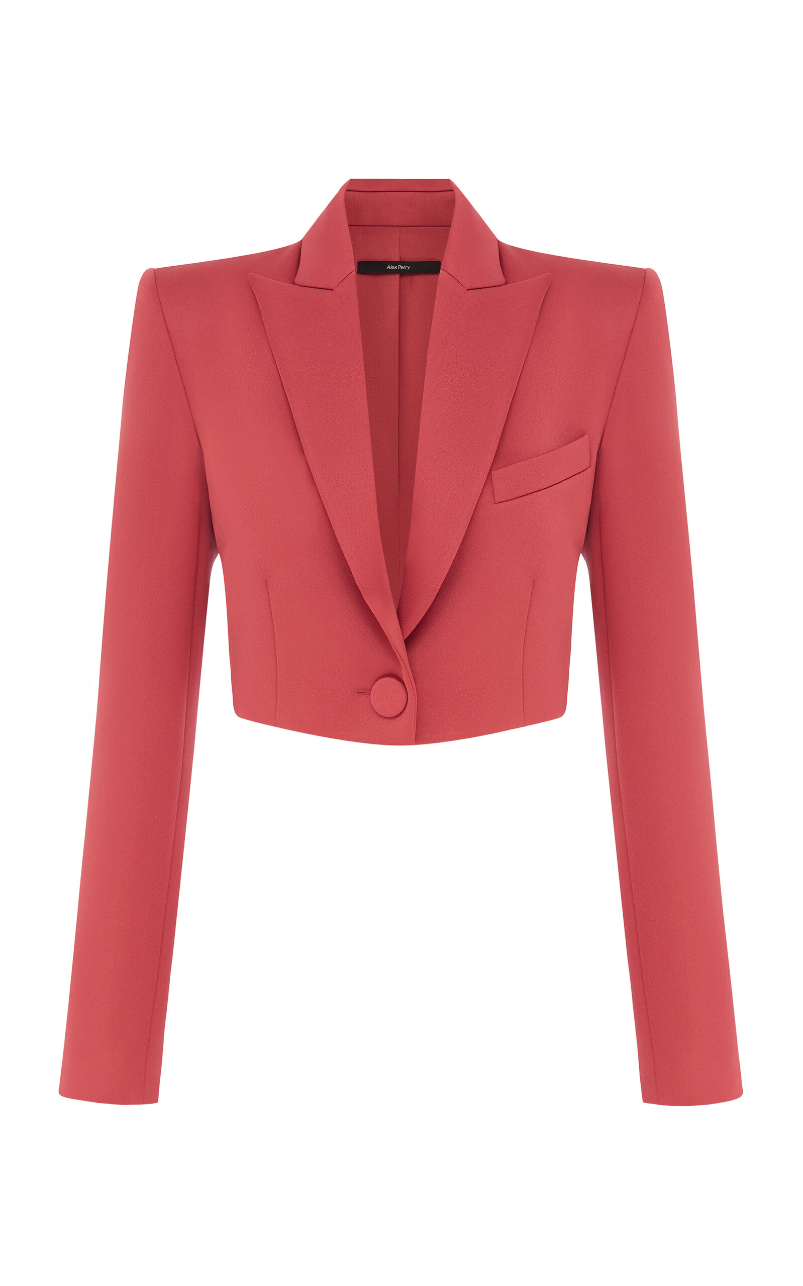 Alex Perry Cropped Satin Crepe Blazer In Pink