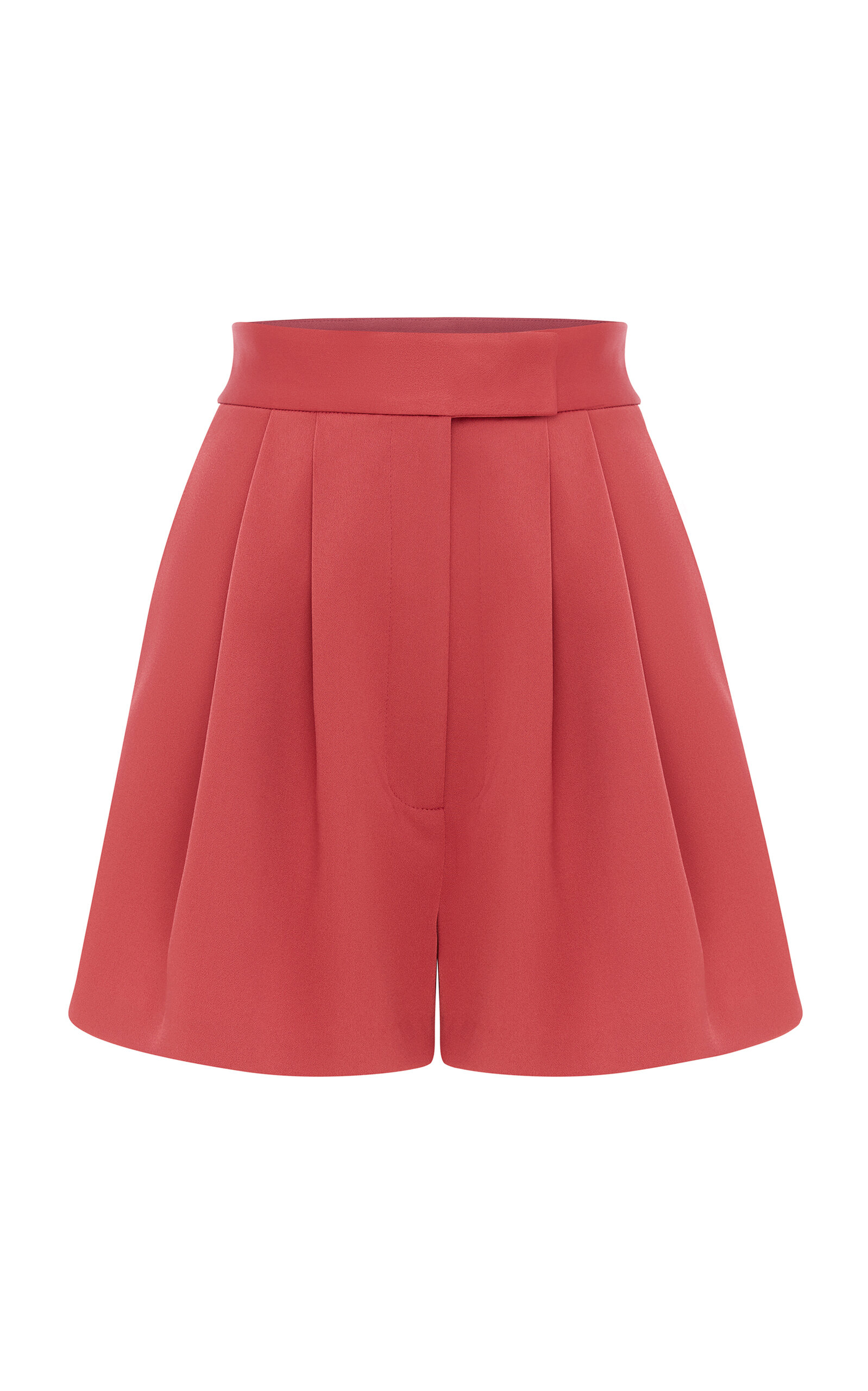 Alex Perry High-rise Pleated Satin Crepe Shorts In Pink