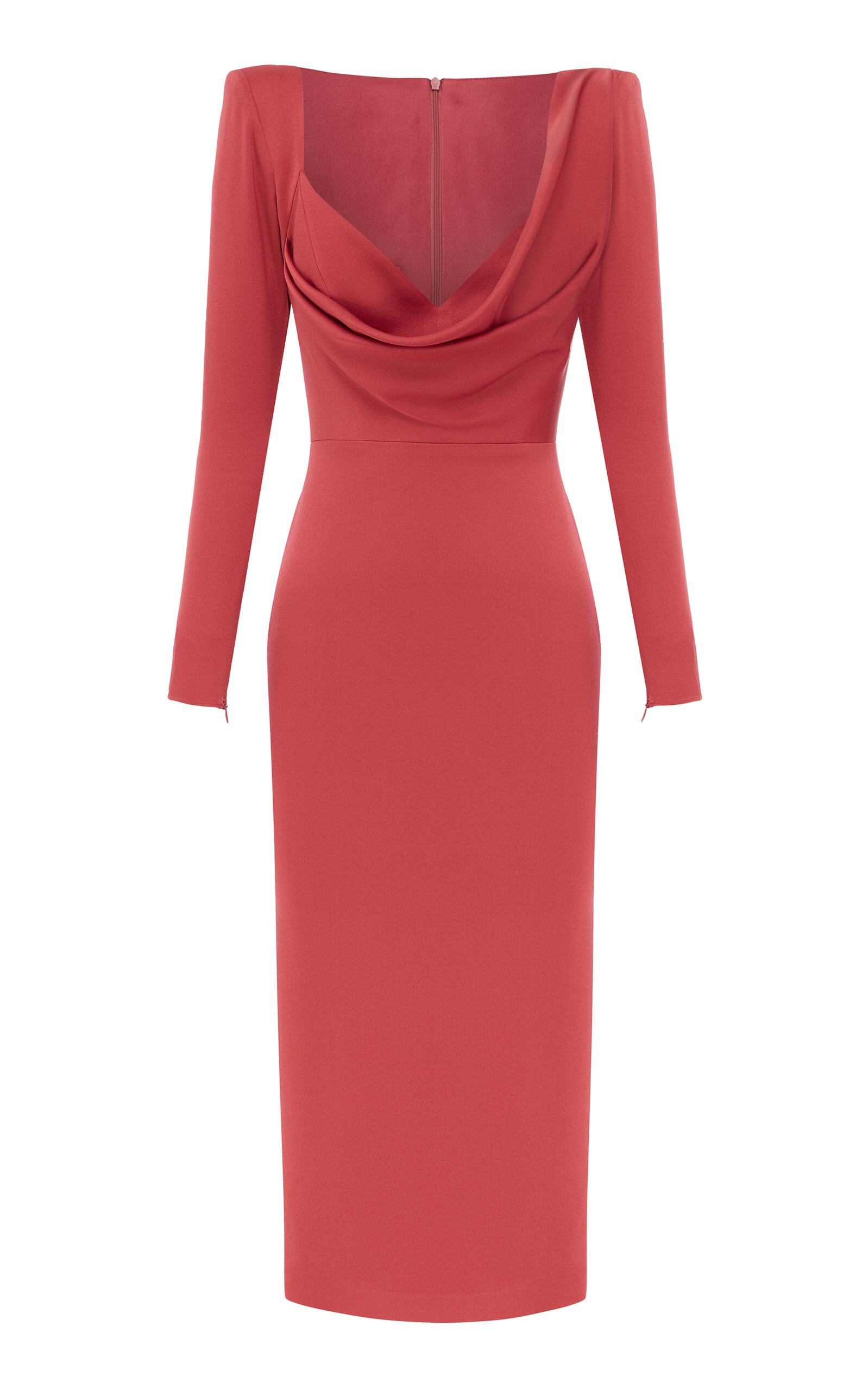 Alex Perry Draped Satin Crepe Midi Dress In Pink