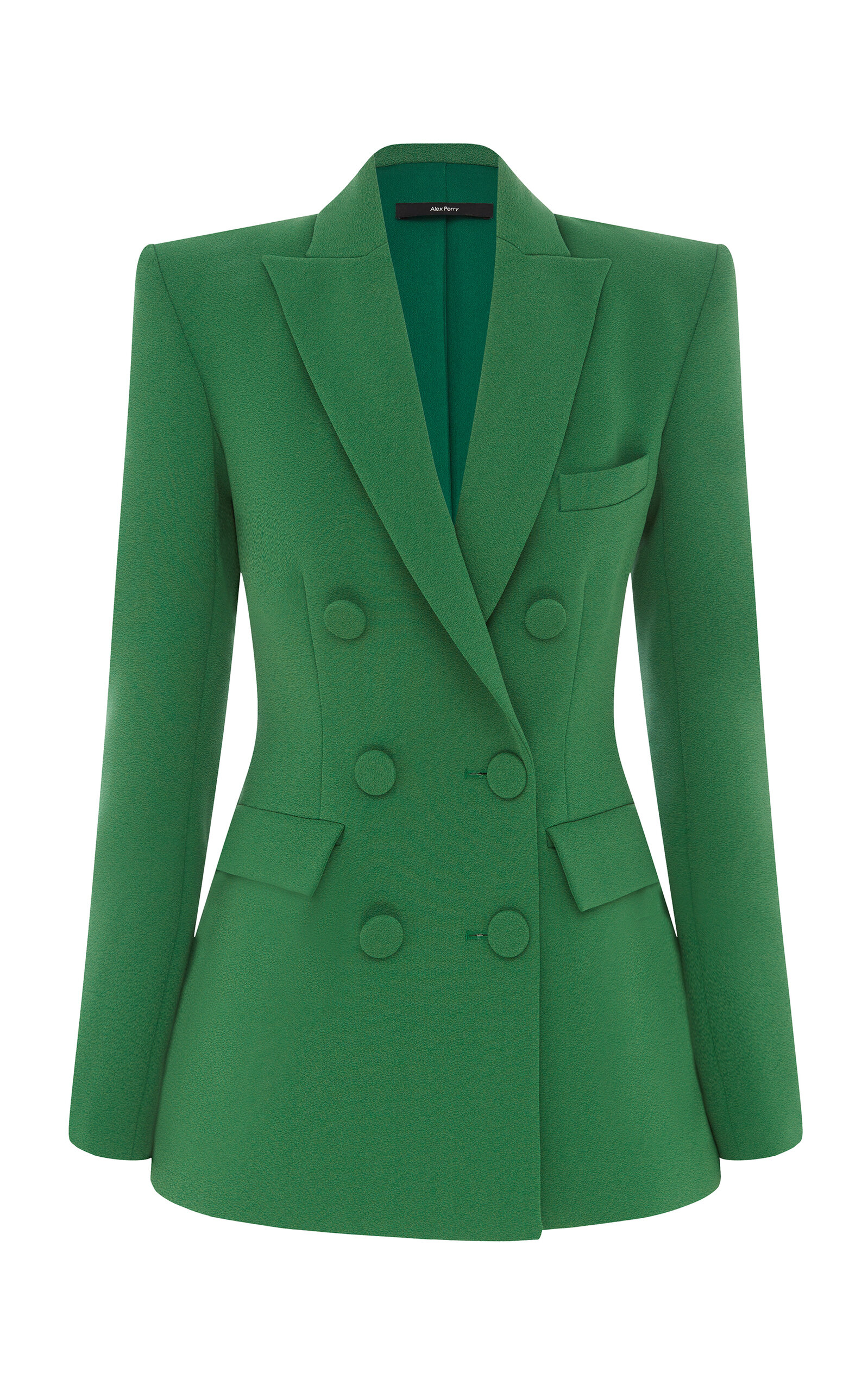 Alex Perry Double-breasted Stretch Crepe Blazer In Green