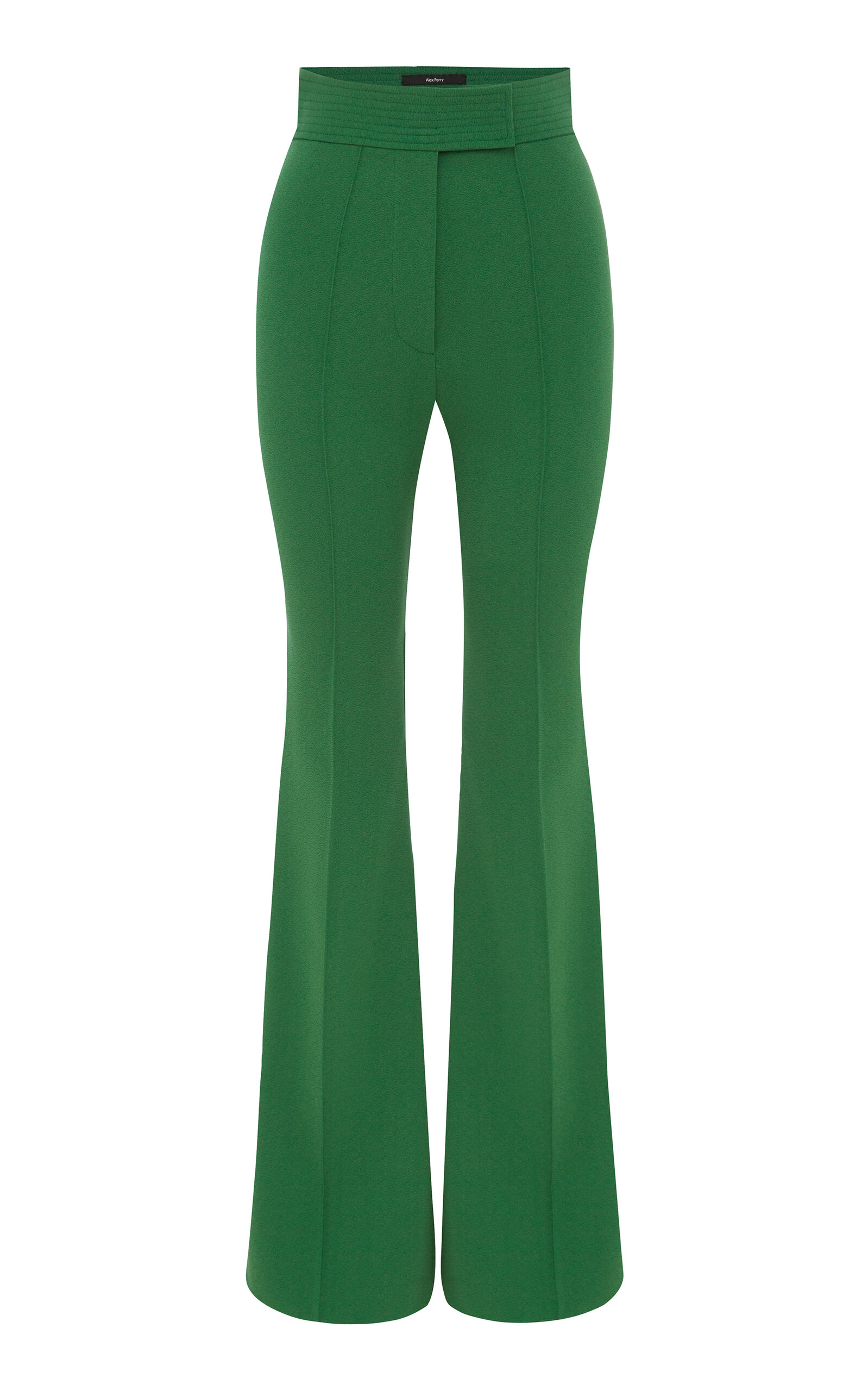 Alex Perry High-rise Flared Stretch Crepe Trousers In Green