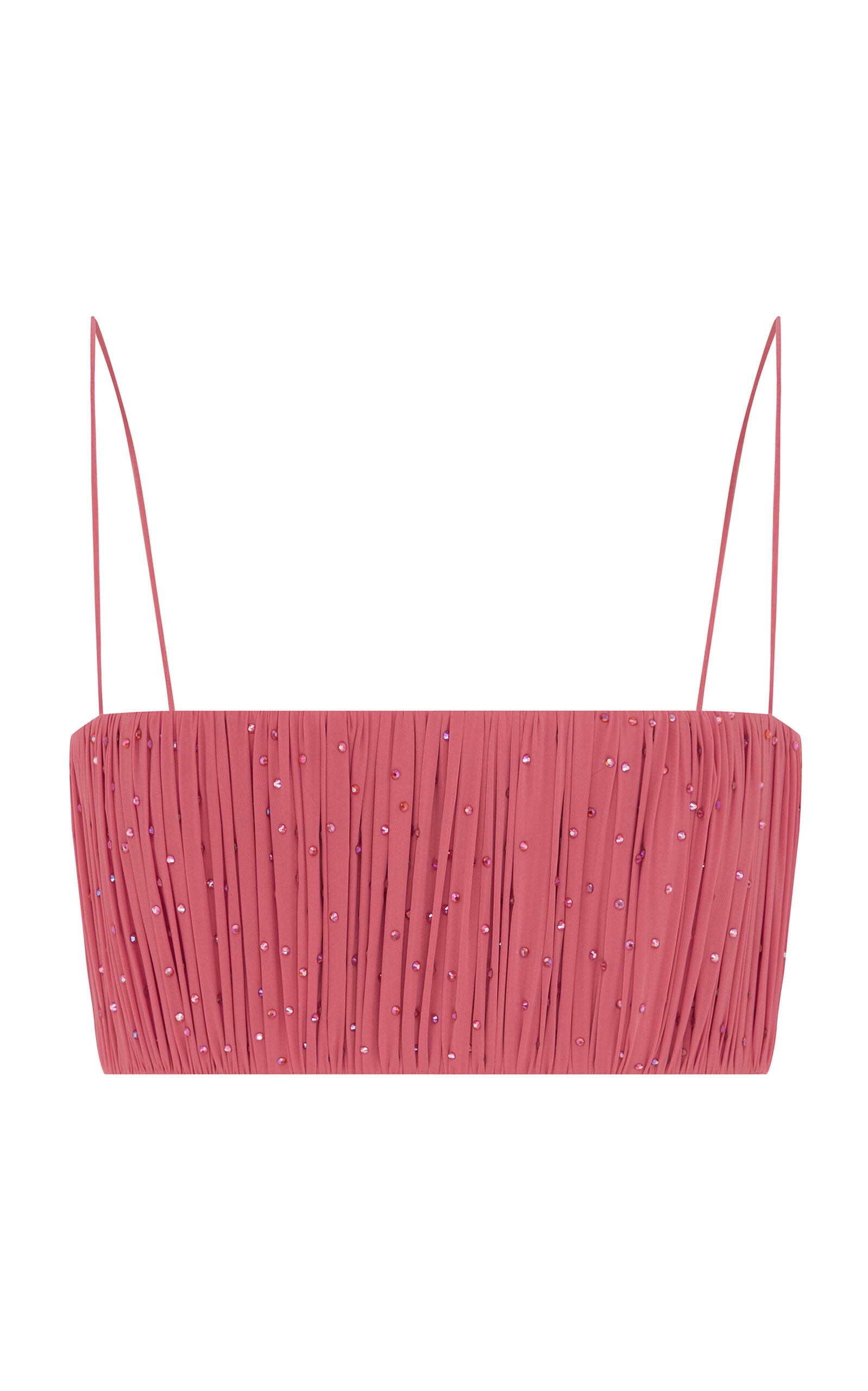 Alex Perry Crystal-embellished Ruched Jersey Crop Top In Pink