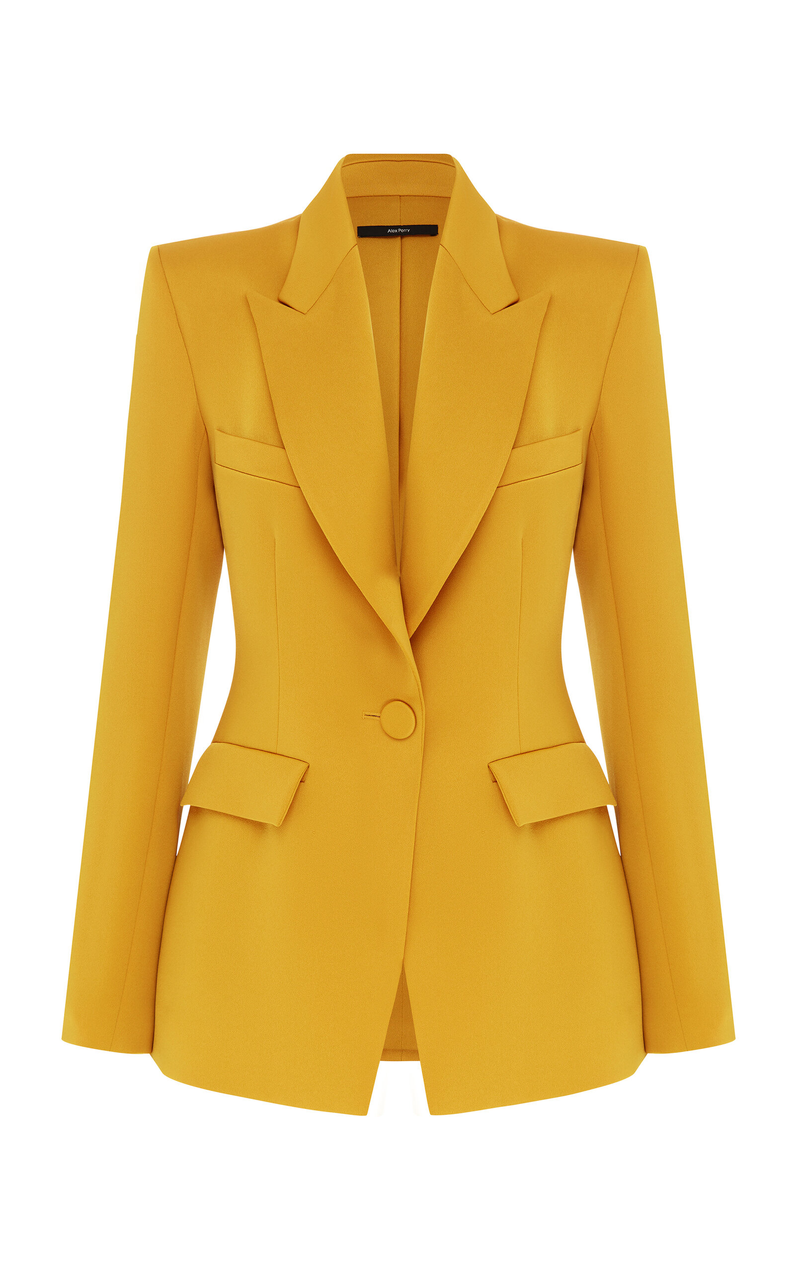 Alex Perry Single-breasted Satin Crepe Blazer In Gold