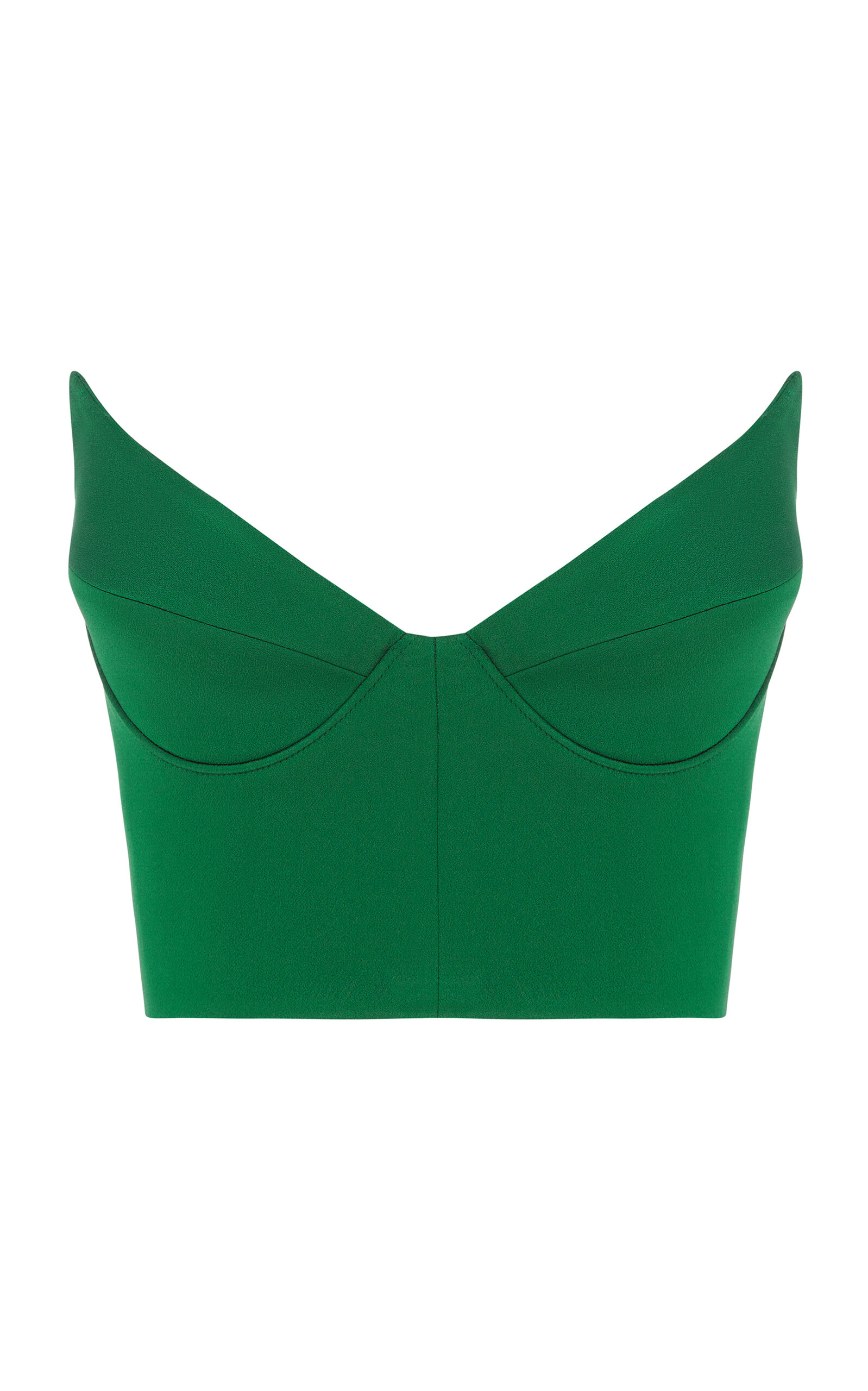 Alex Perry Strapless Bustier Satin Crepe Crop Top In Green