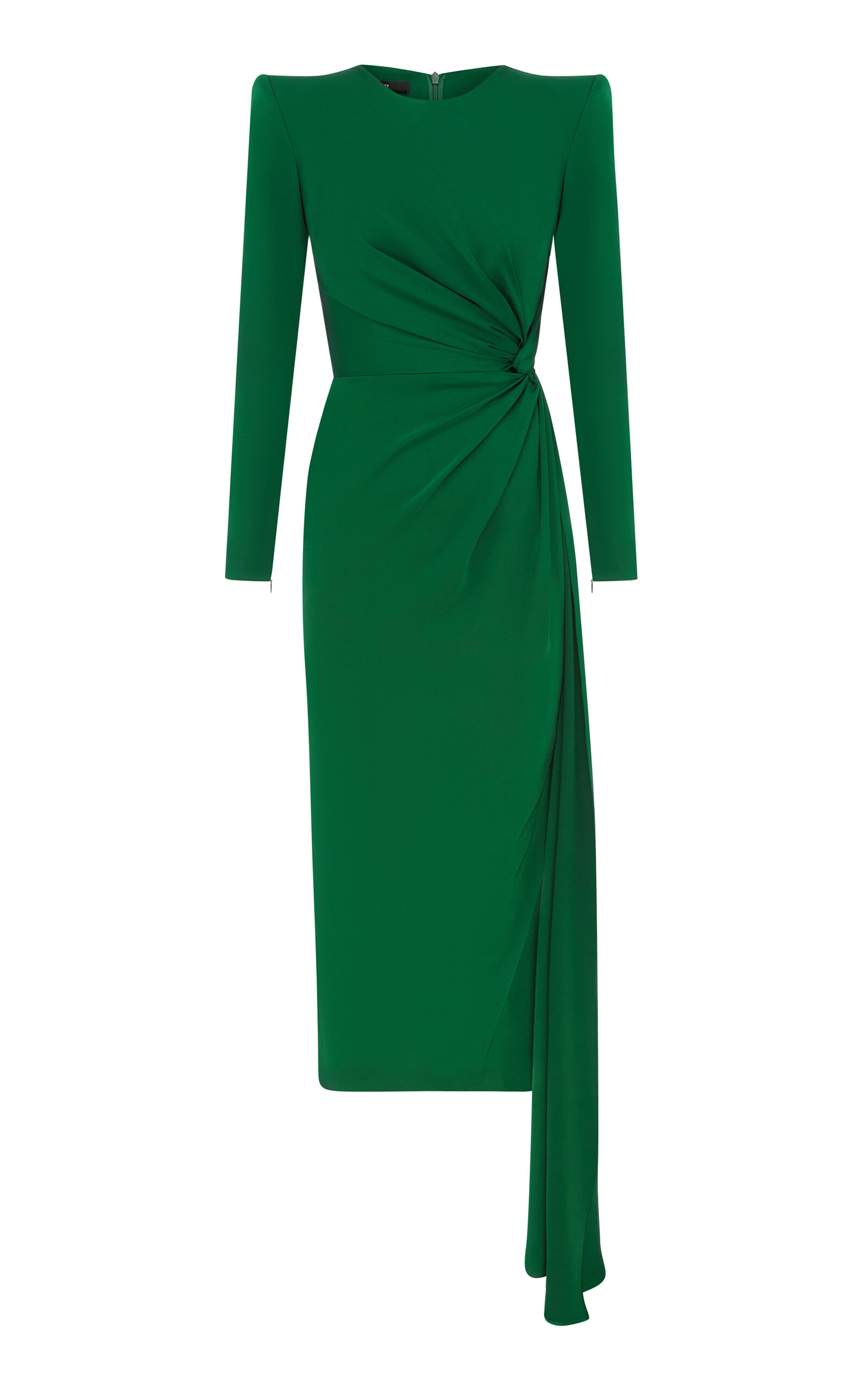 Alex Perry Twisted Satin Crepe Midi Dress In Green