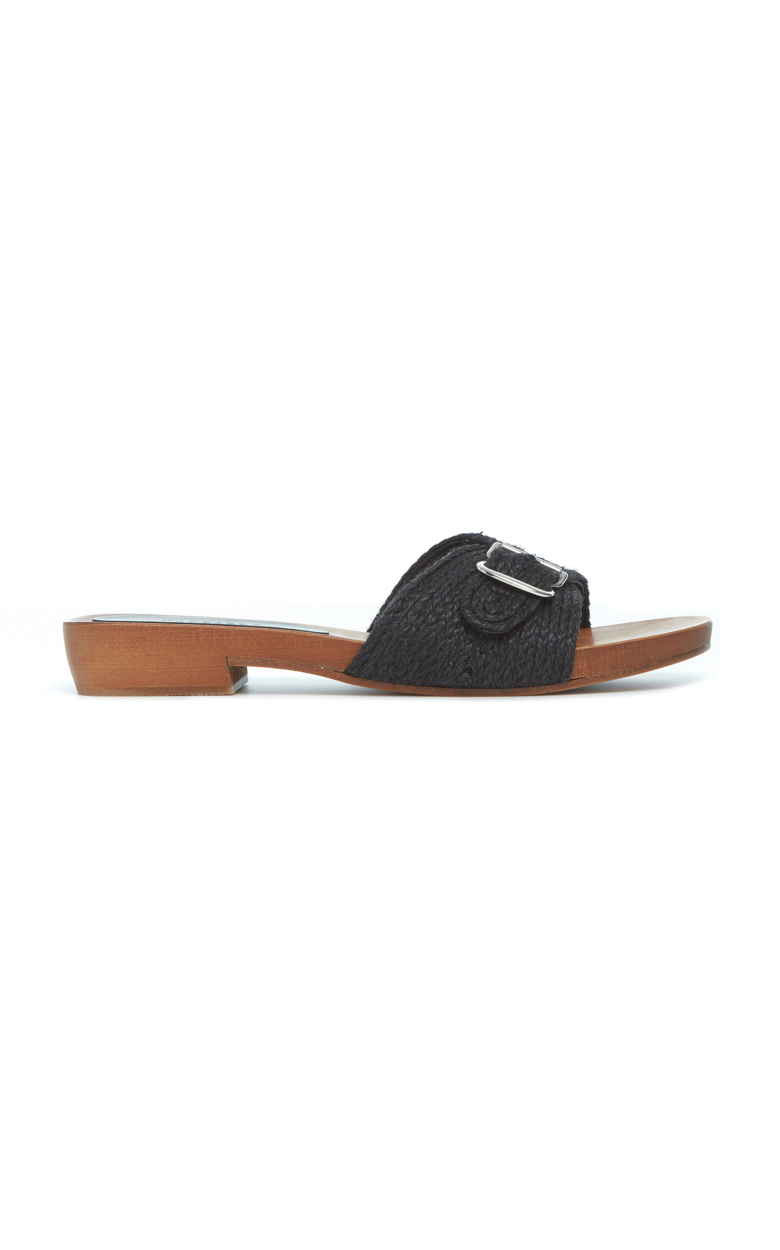 Gabriela Hearst Clover Raffia Slides In Black