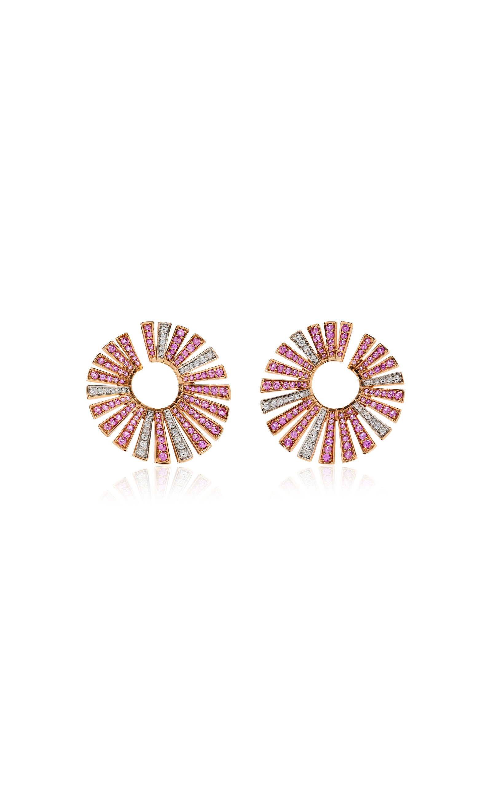 18K Rose & White Gold Pink Sapphire; Diamond Earring