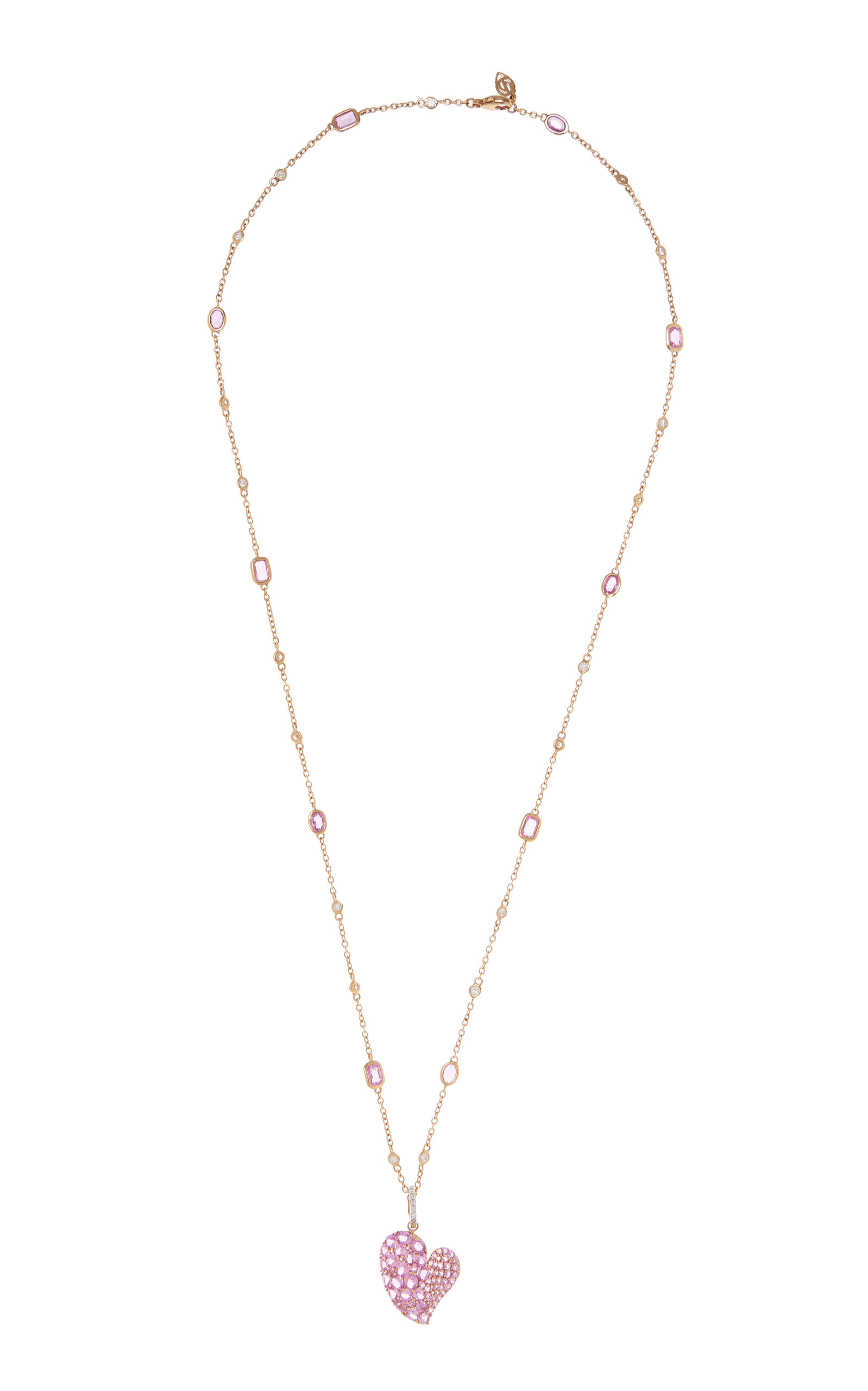18K Rose Gold Pink Sapphire; Diamond Pendant Necklace