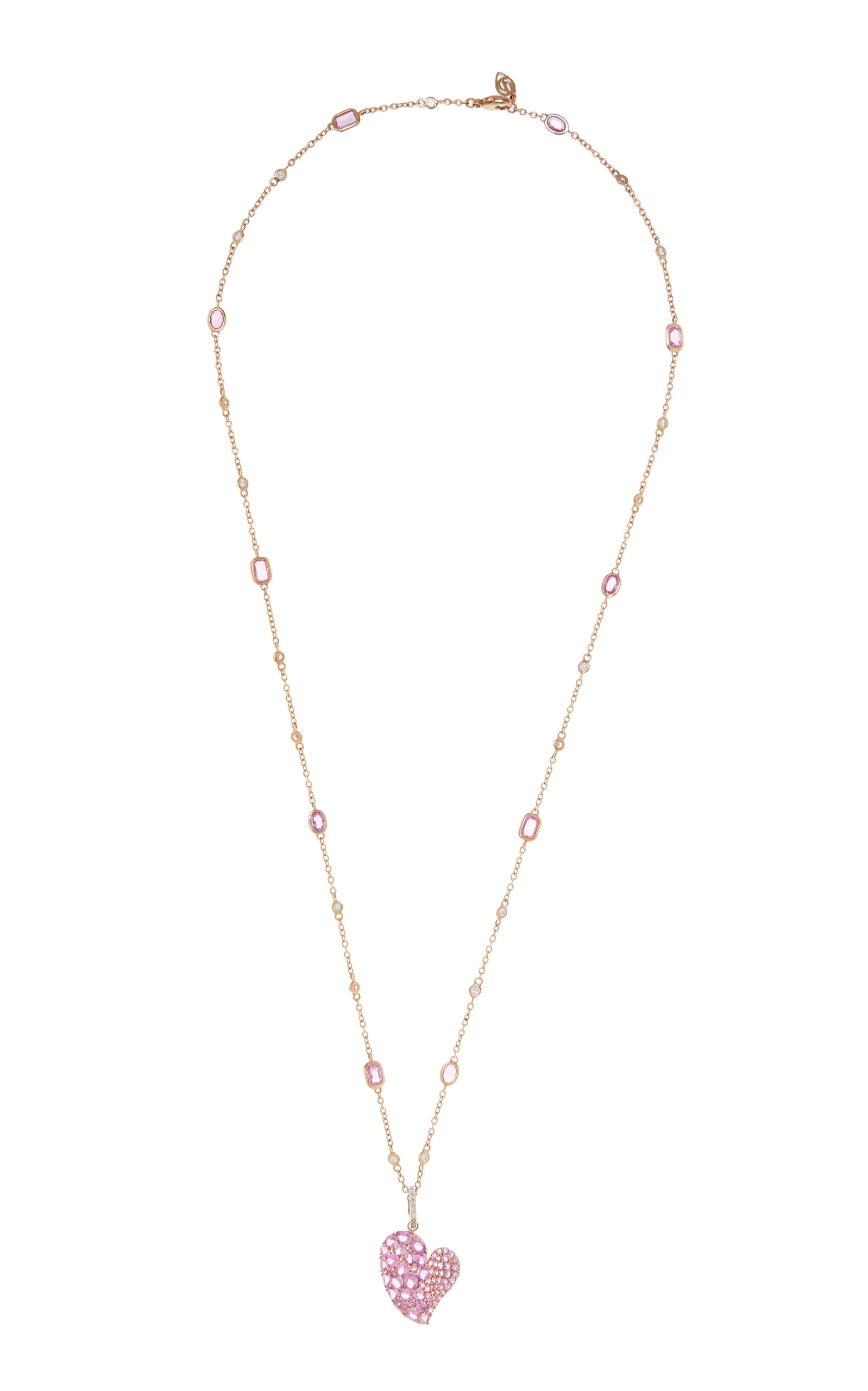 Piranesi 18K Rose Gold Pink Sapphire; Diamond Pendant Necklace - Pink - OS - Moda Operandi
