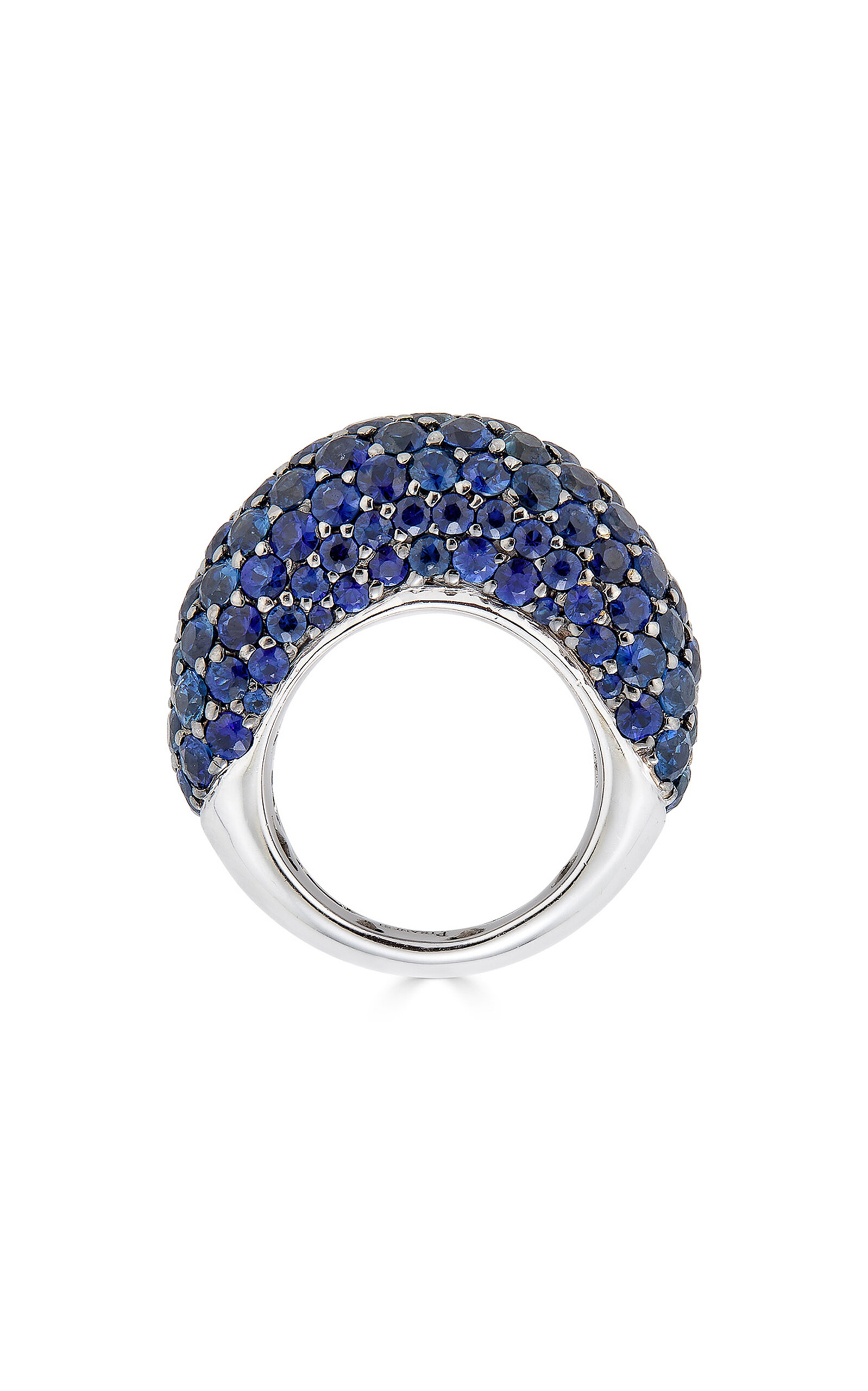 18K White Gold Sapphire Dome Ring