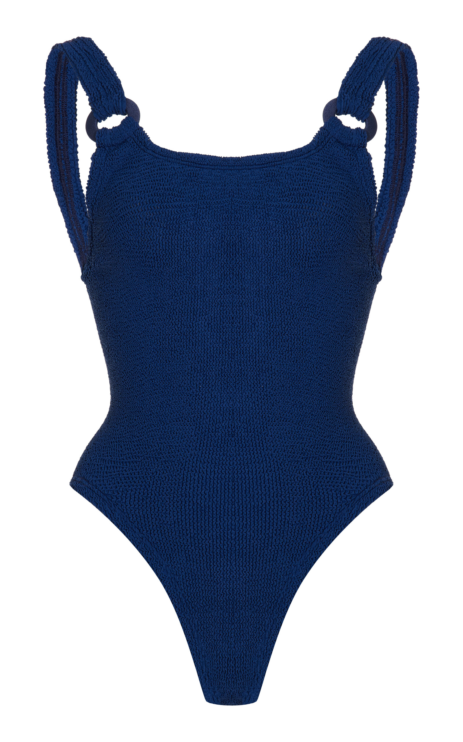 Hunza G Domino Seersucker One-piece Swimsuit In Blue