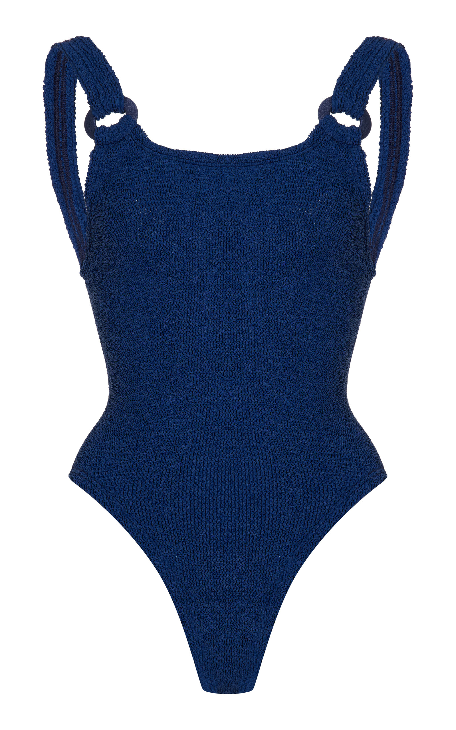 Hunza G Domino Seersucker One-piece Swimsuit In Blue