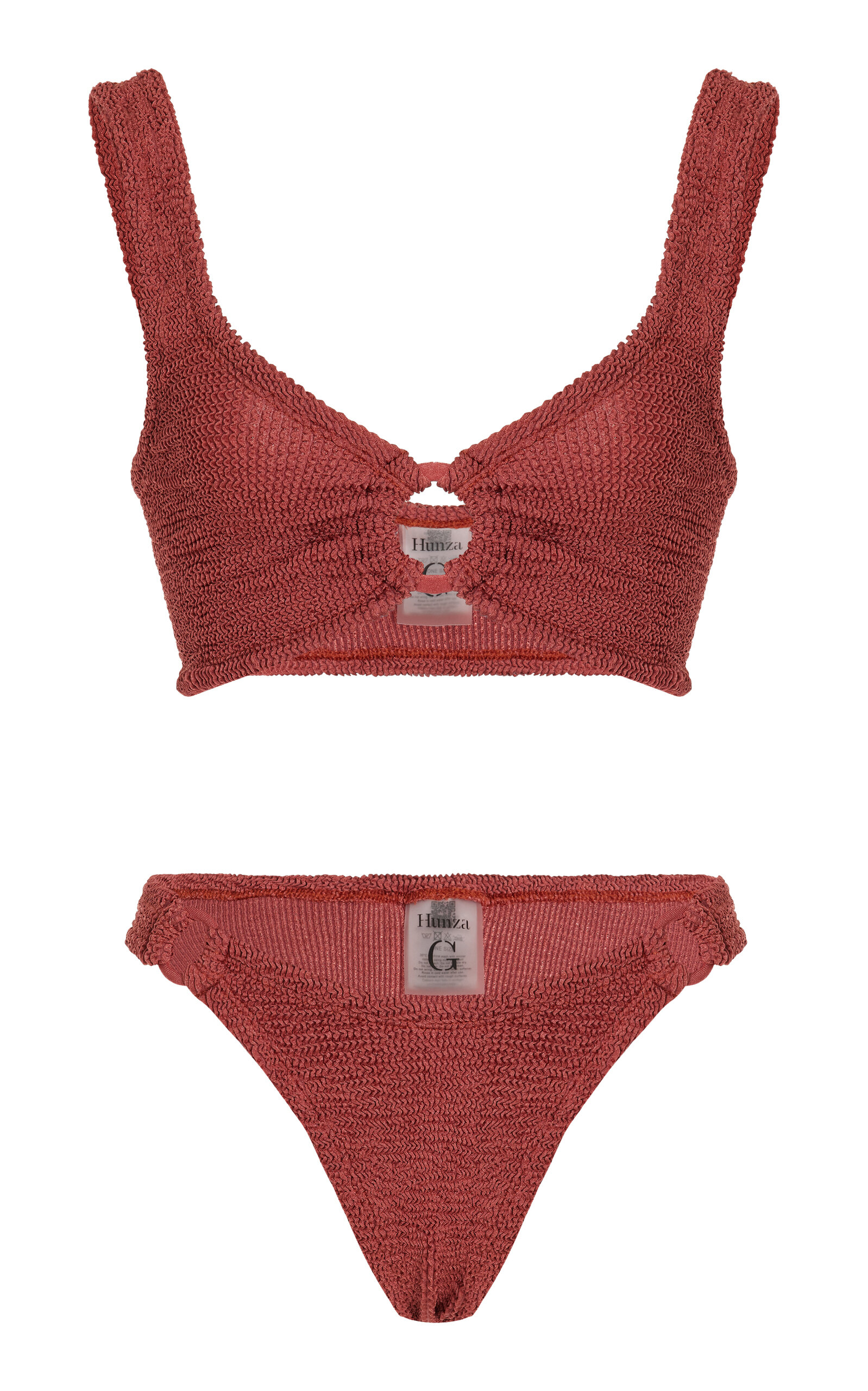 Shop Hunza G Hallie Seersucker Bikini Set In Red