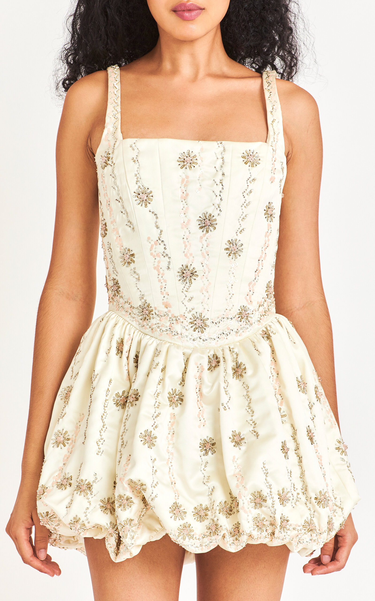LOVESHACKFANCY BROOKHAVEN CORSET MINI DRESS