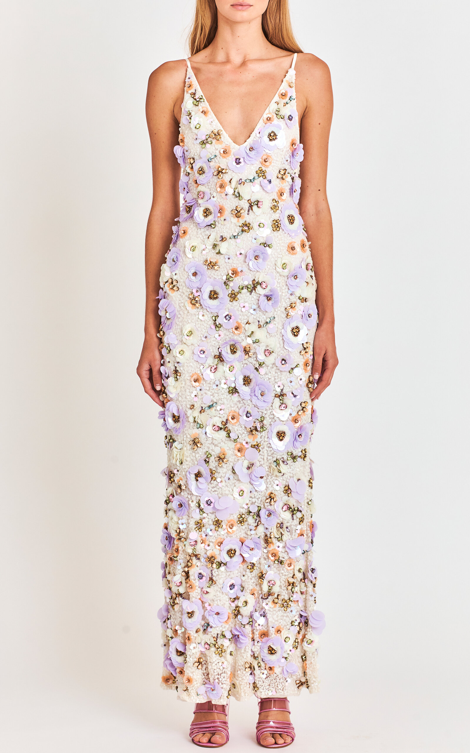 LOVESHACKFANCY HUBBARD APPLIQUÉD MAXI DRESS
