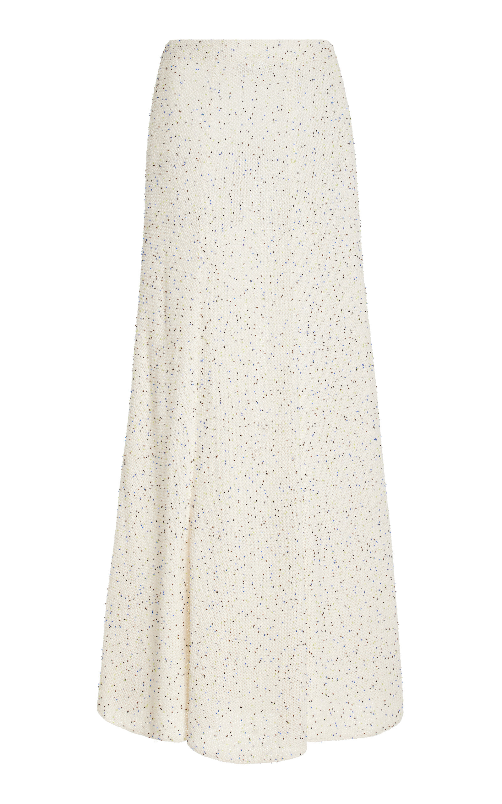 Gabriela Hearst Floris Beaded Knit Silk Maxi Skirt In Neutral