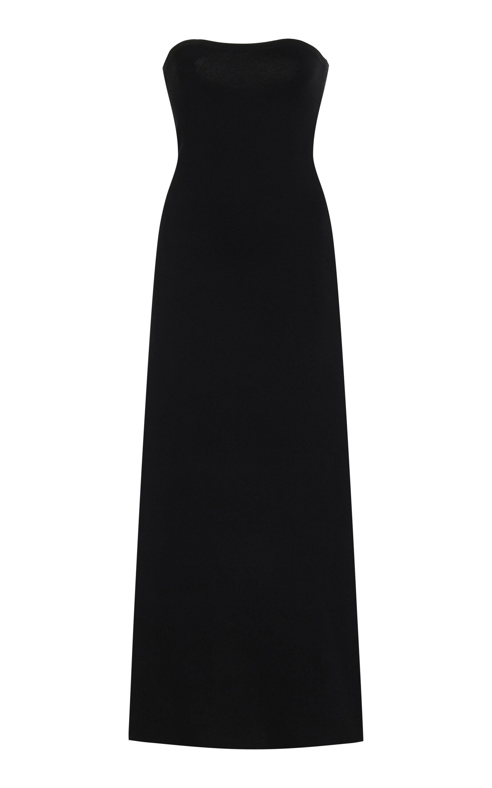 Shop Gabriela Hearst Calderon Strapless Wool-cashmere Midi Dress In Black
