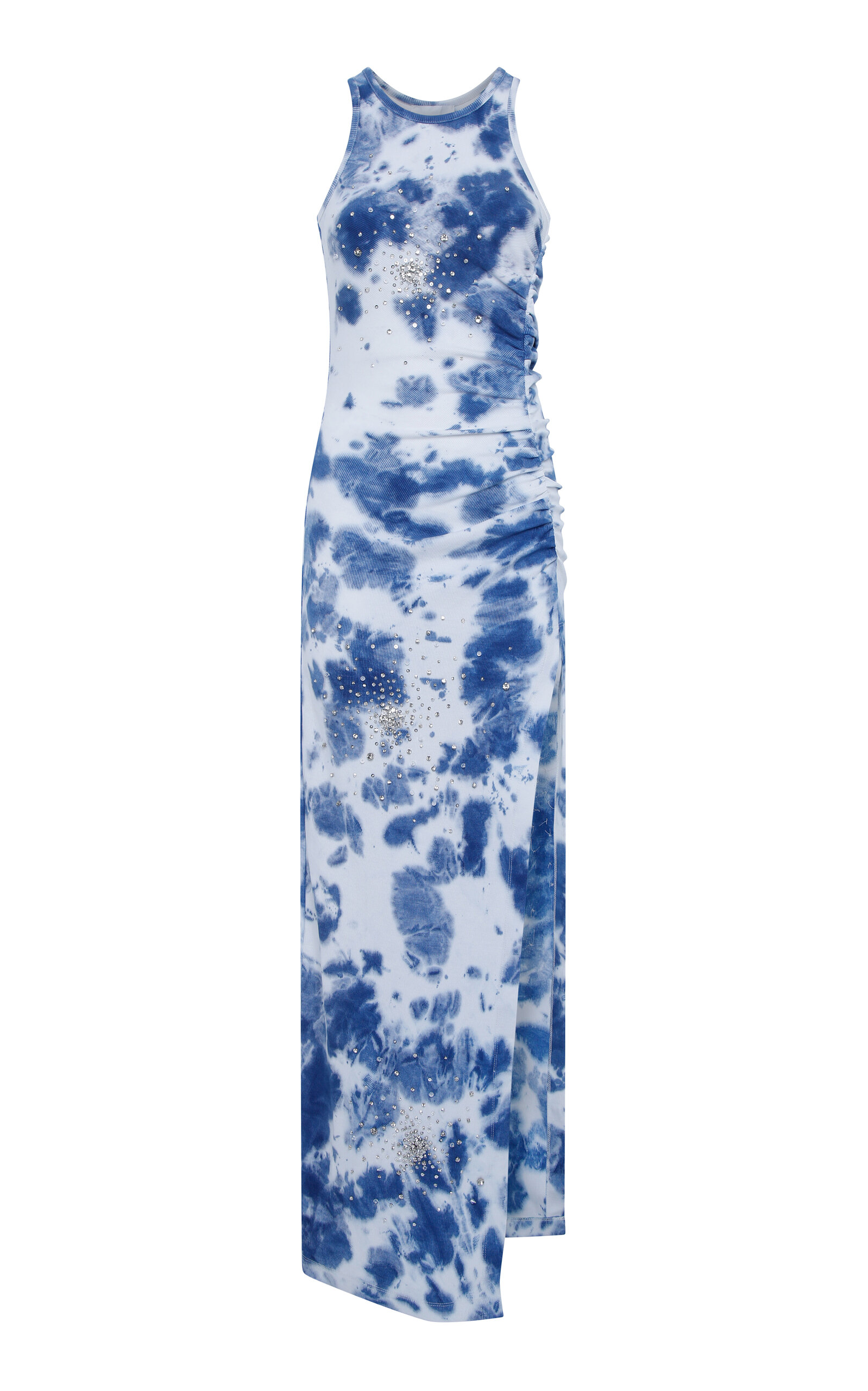 Exclusive Crystal-Embellished Tie-Dyed Cotton Midi Dress