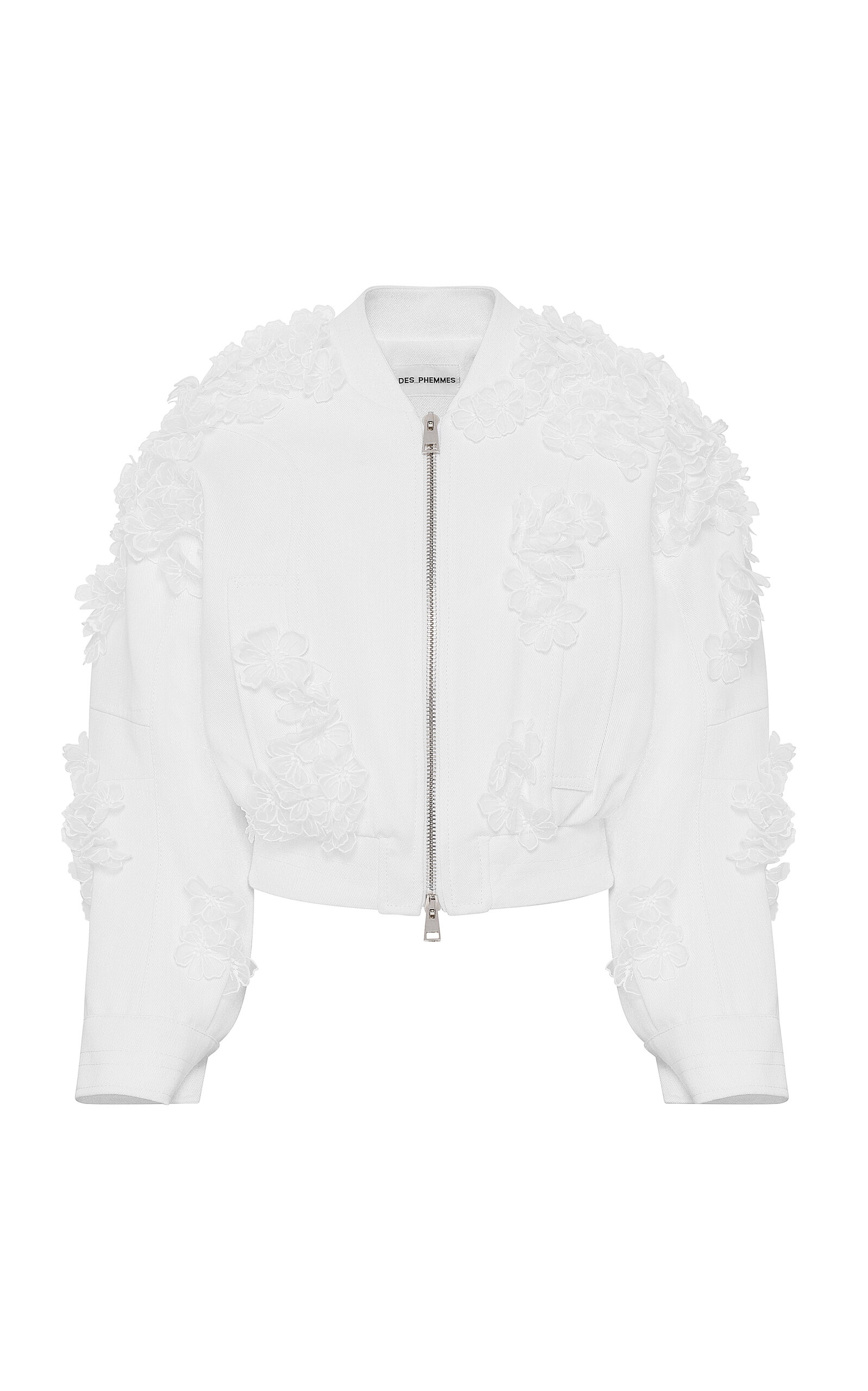 Floral-Embroidered Cotton Bomber Jacket