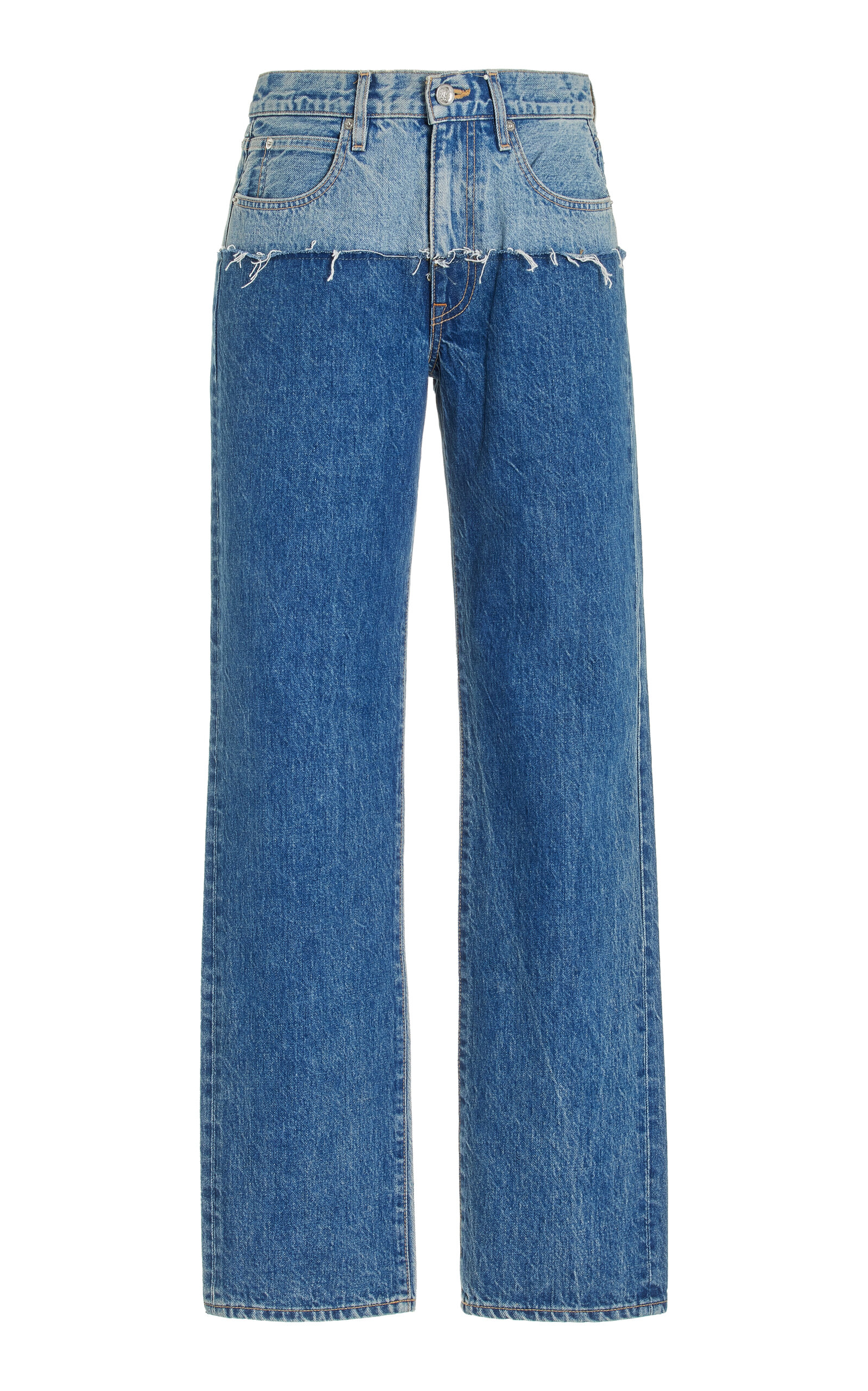 Slvrlake Re-work Sophie Rigid Mid-rise Long Straight-leg Jeans In Medium Wash