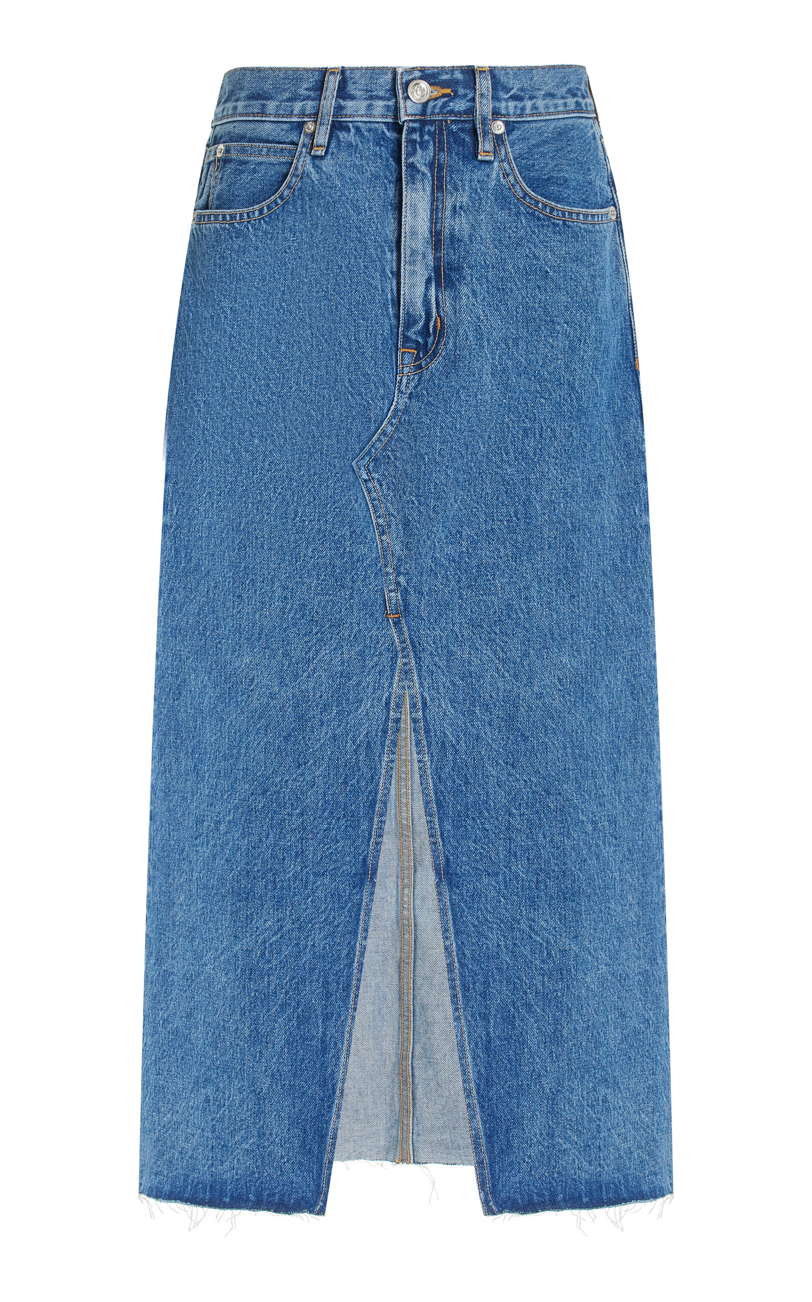 Slvrlake Denim Midi Skirt In Medium Wash