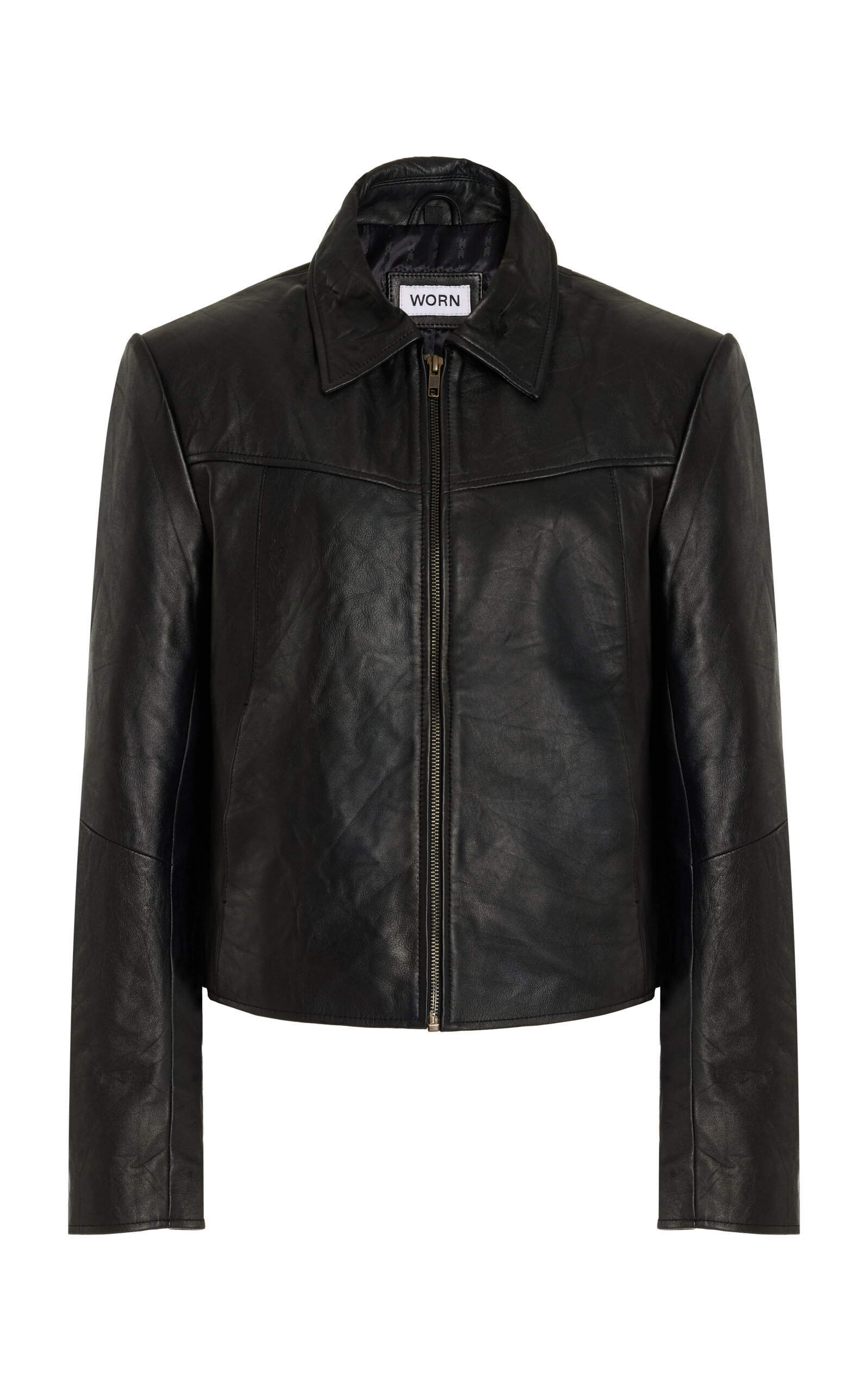 Worn Vintage Boxy Leather Jacket - Women's Clothing