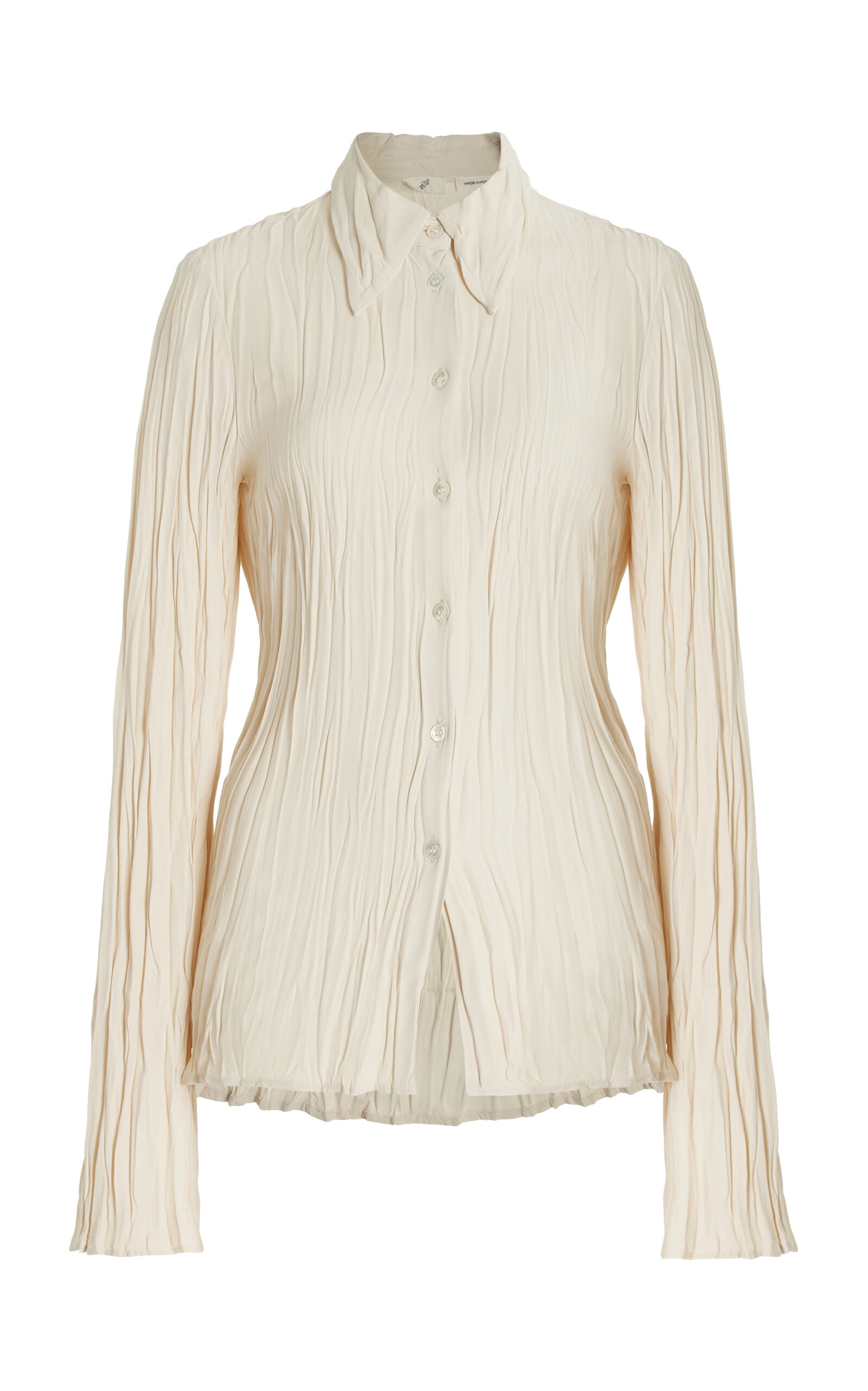 Bite Studios Maisie Plissé Crepe Shirt In White