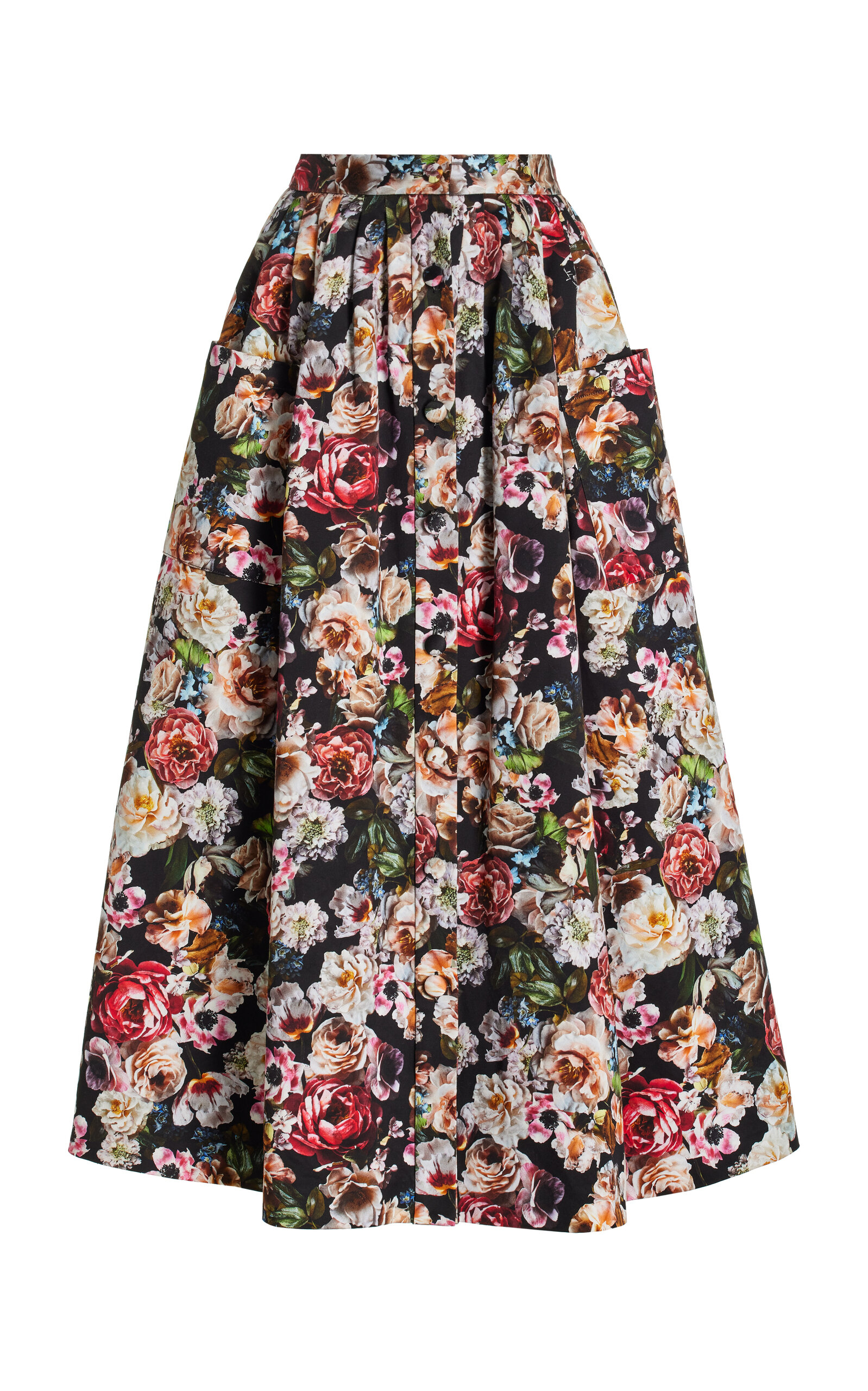 Floral Duchess Satin Midi Skirt