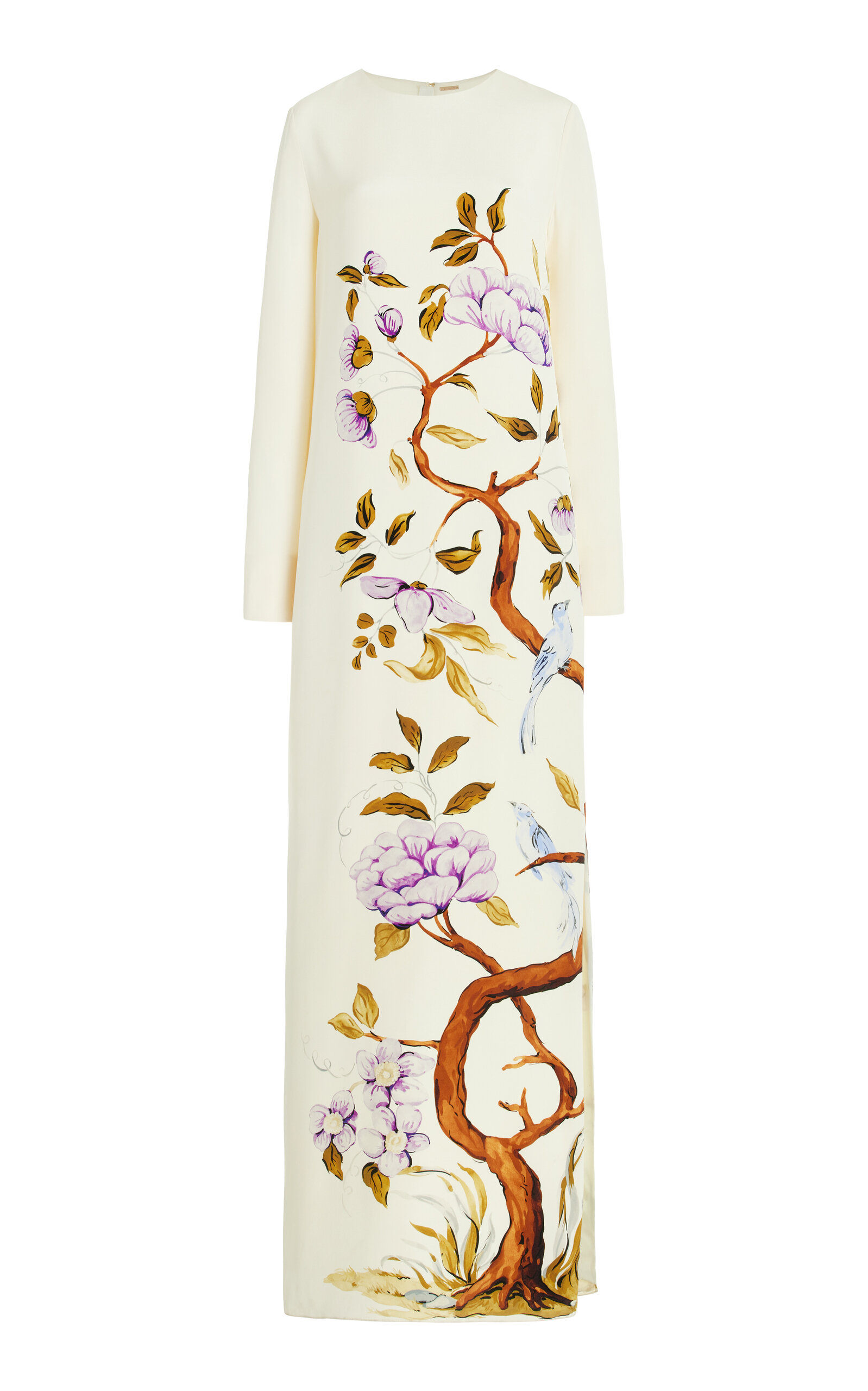 Printed Silk Crepe Column Maxi Dress