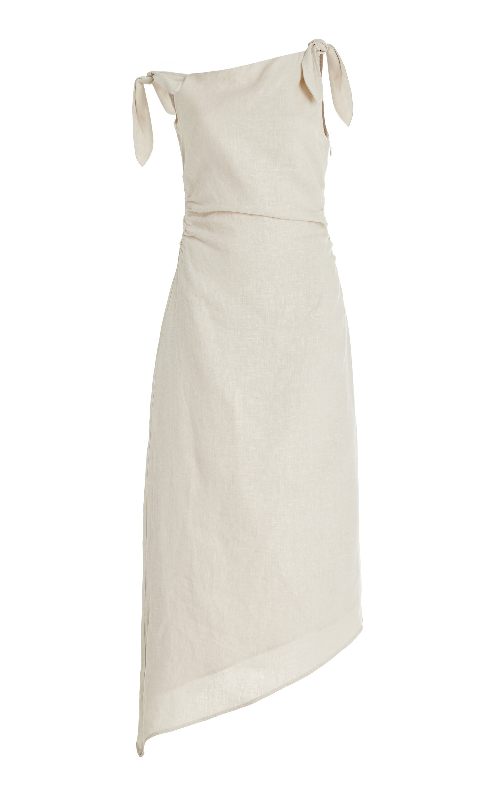Shop Sir Affogato Tie-detailed Linen Maxi Dress In Ivory