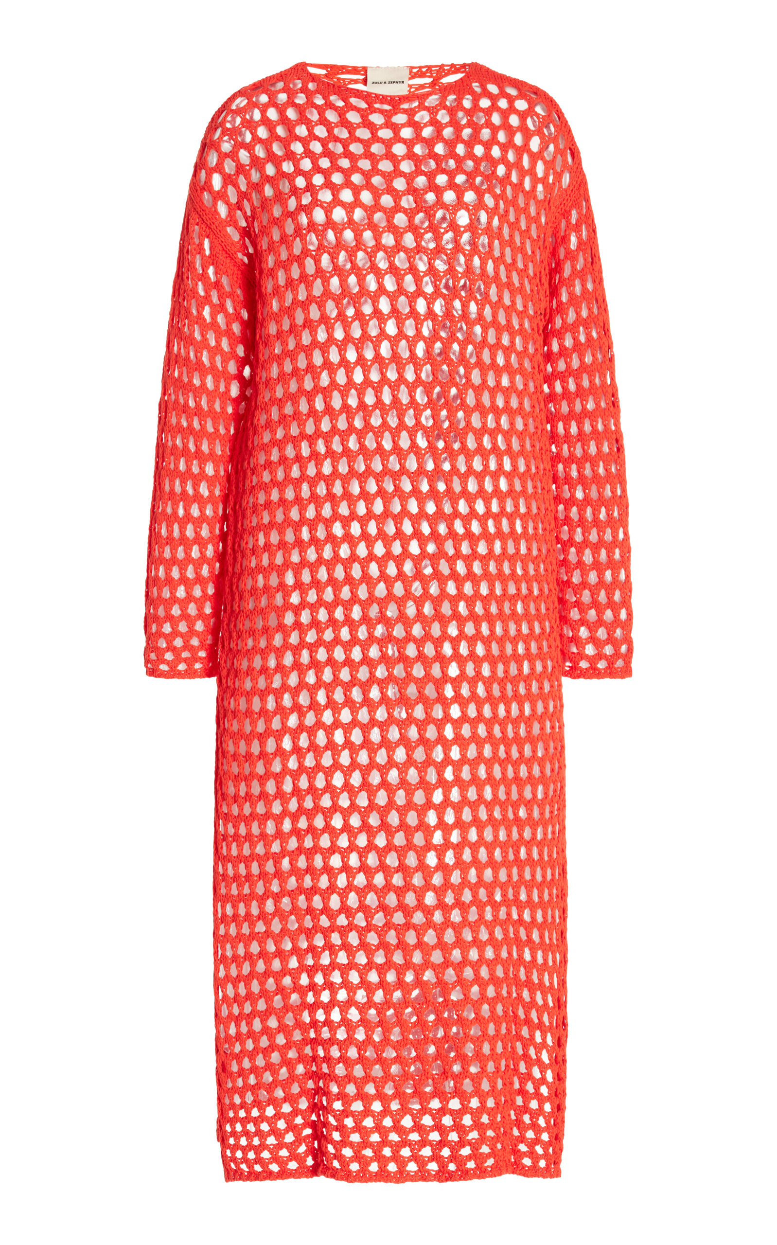Exclusive Sky Crocheted Cotton-Blend Midi Dress