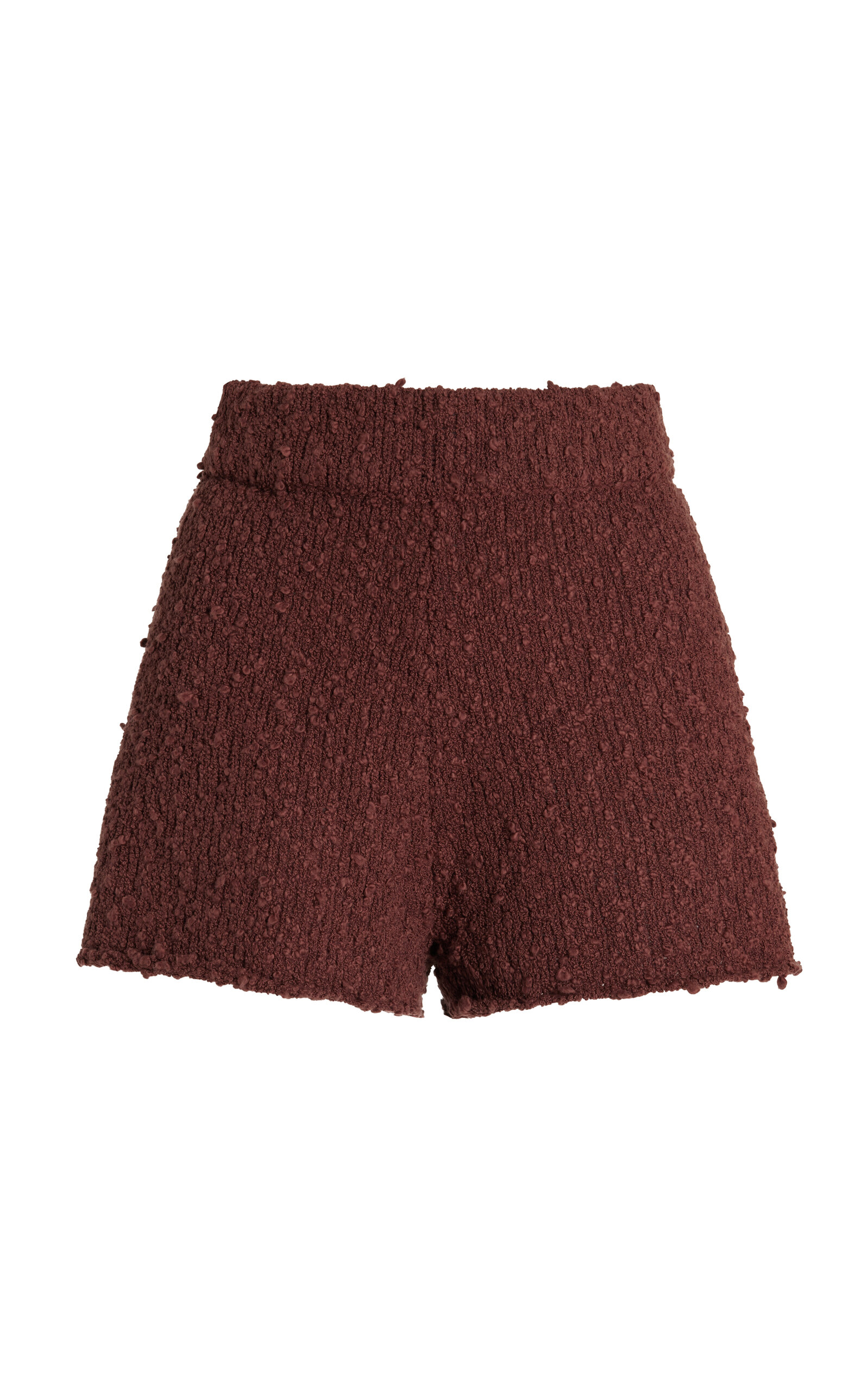 Zulu & Zephyr Boucle Knit Organic Cotton-blend Shorts In Brown