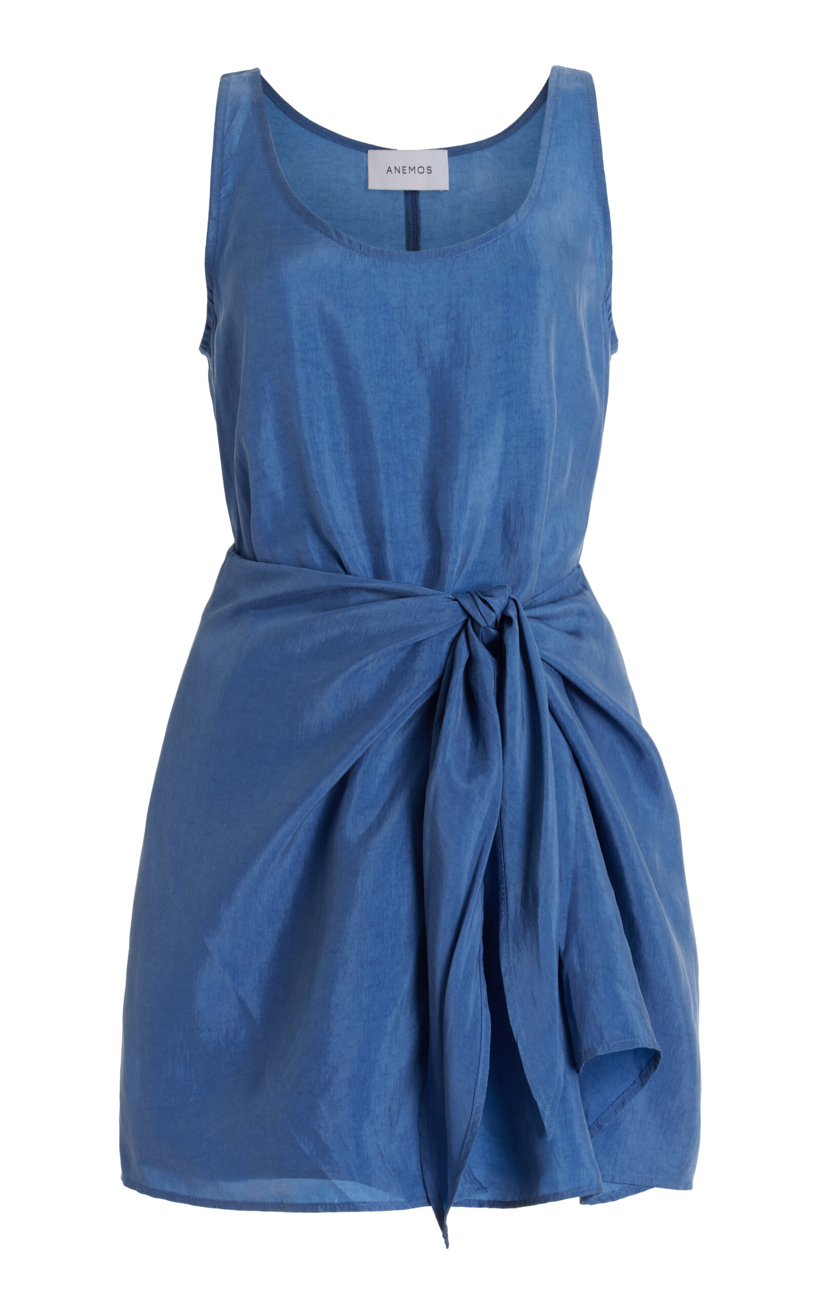 Shop Anemos The Dk Wrapped Cupro Mini Dress In Blue