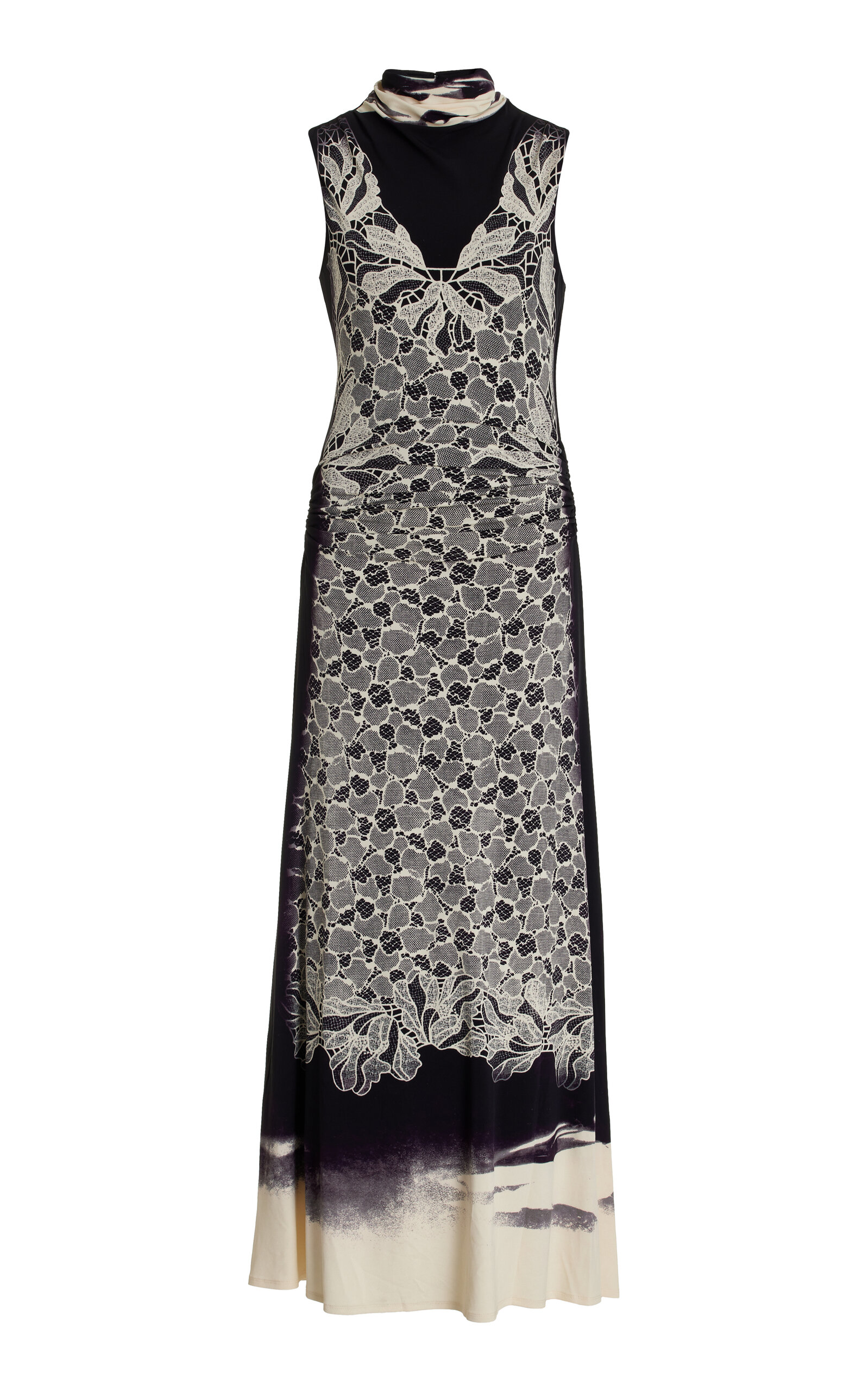 Simkhai Simkhal Aldina Lace Print Maxi Dress In Black Cyanotype P