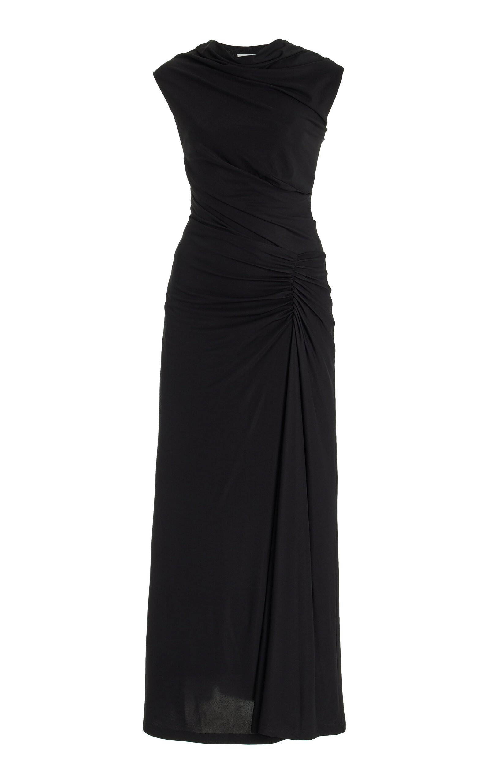 Shop Simkhai Acacia Draped Jersey Maxi Dress In Black
