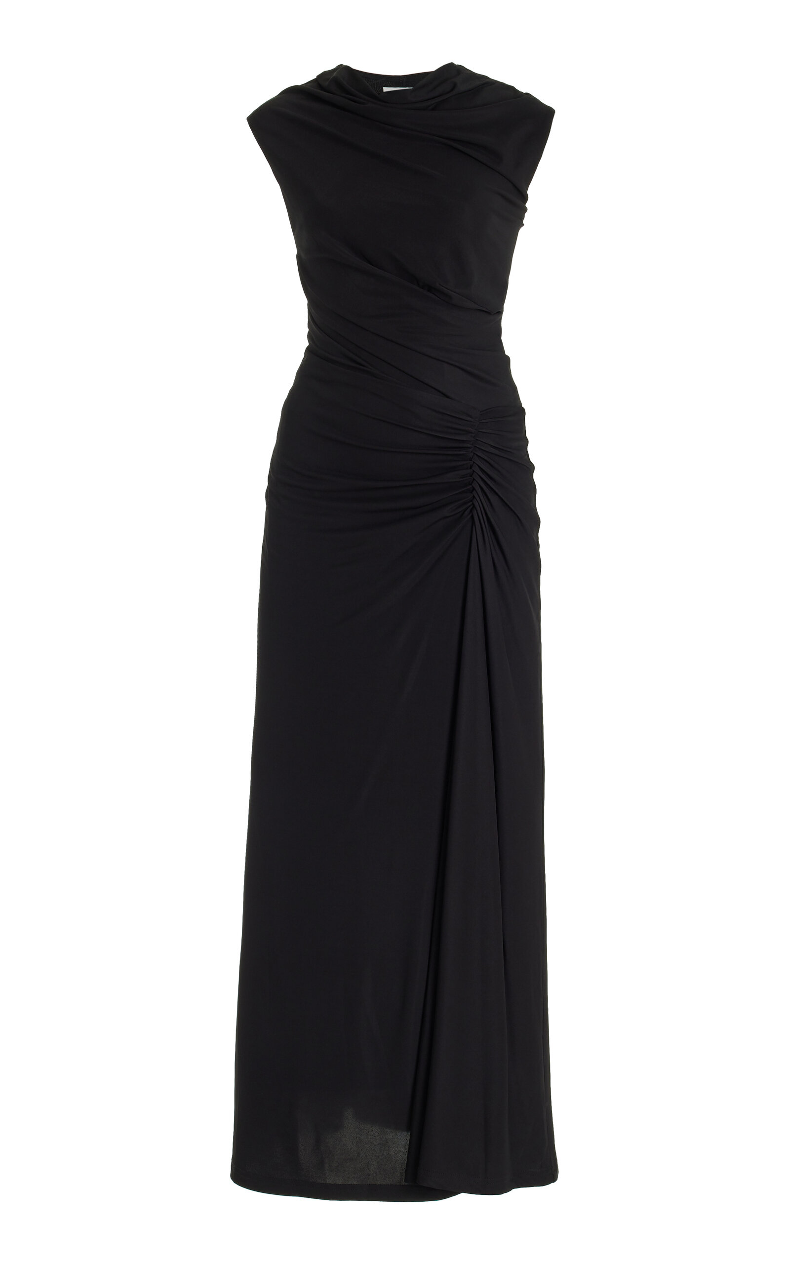 Simkhai Burke Draped A-line Midi Dress In Black
