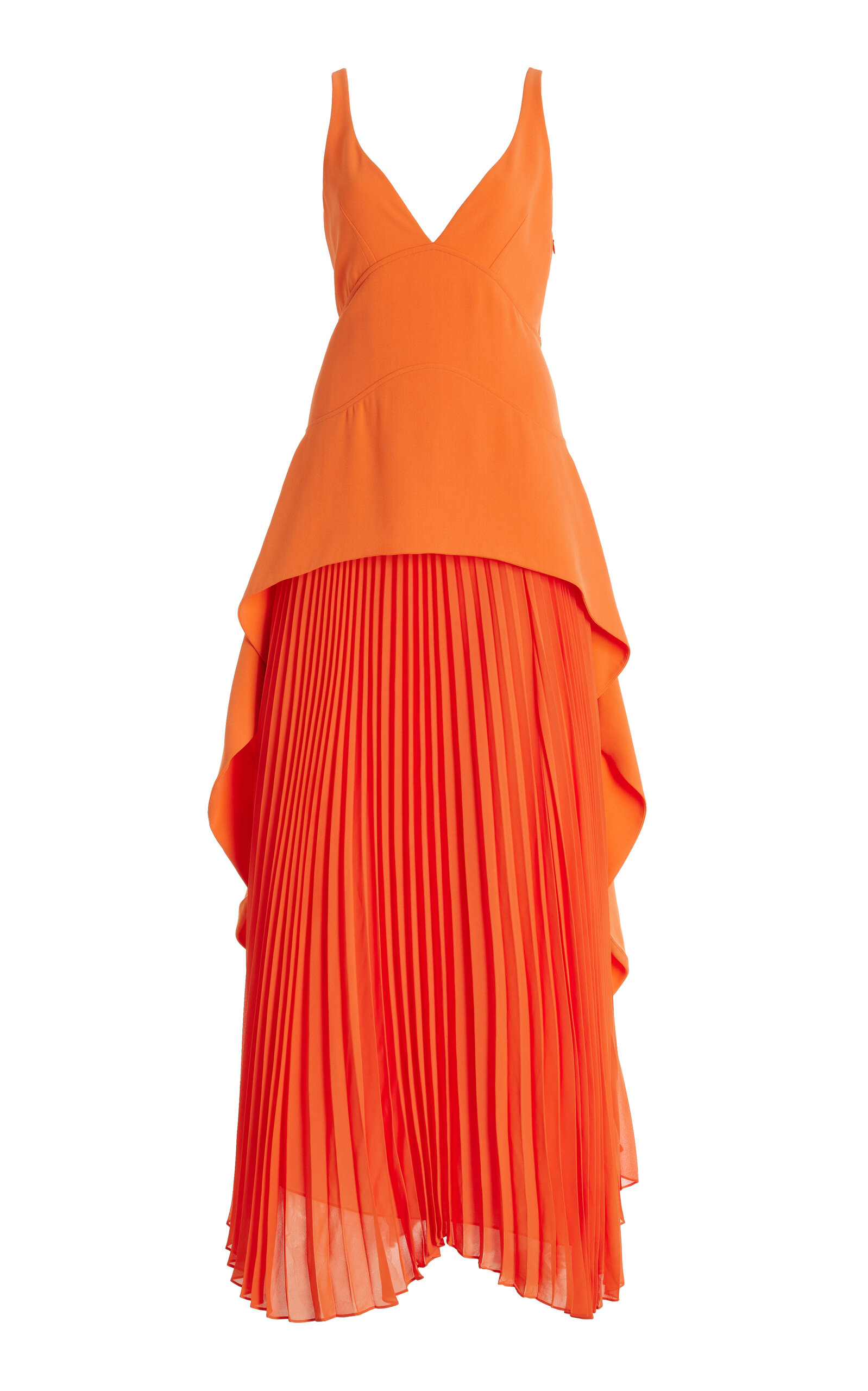 Simkhai Sequoia Plisse-detailed Crepe Maxi Dress In Orange
