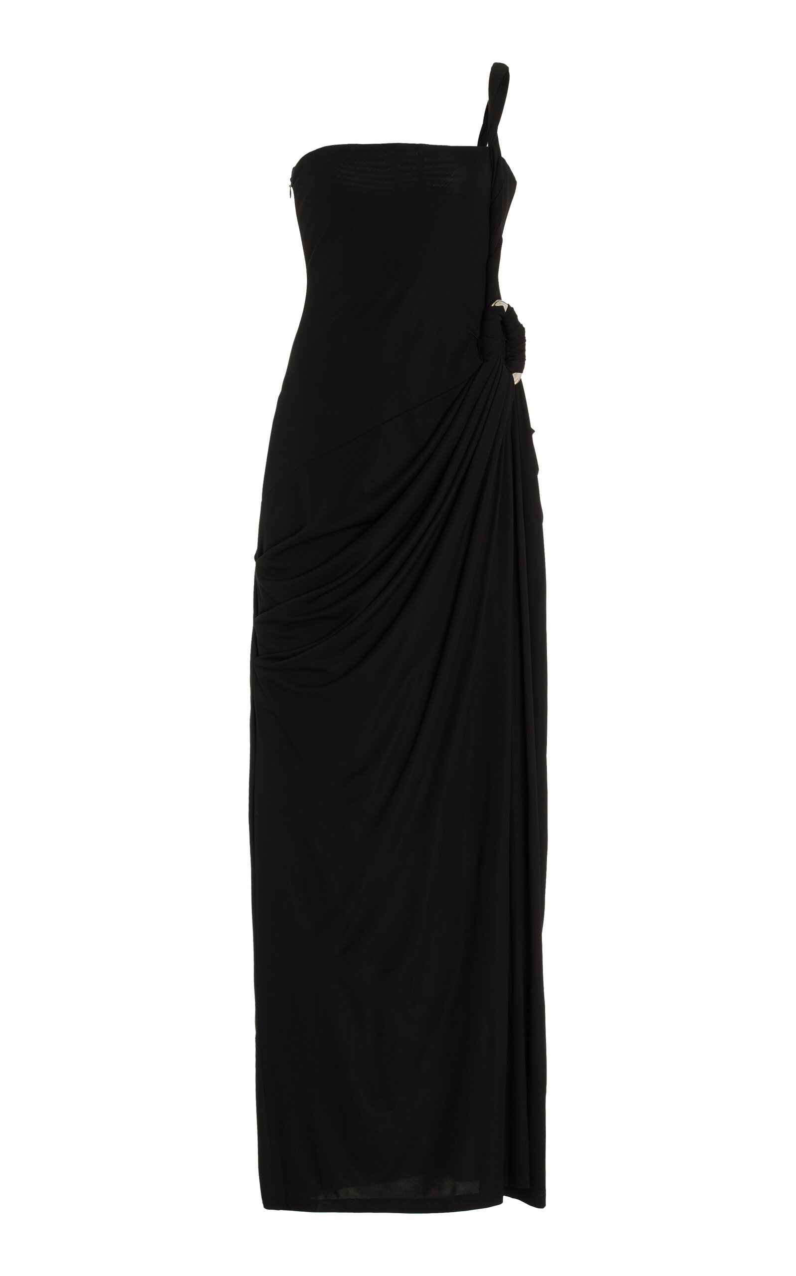 SIMKHAI SONE DRAPED ASYMMETRIC JERSEY MAXI DRESS