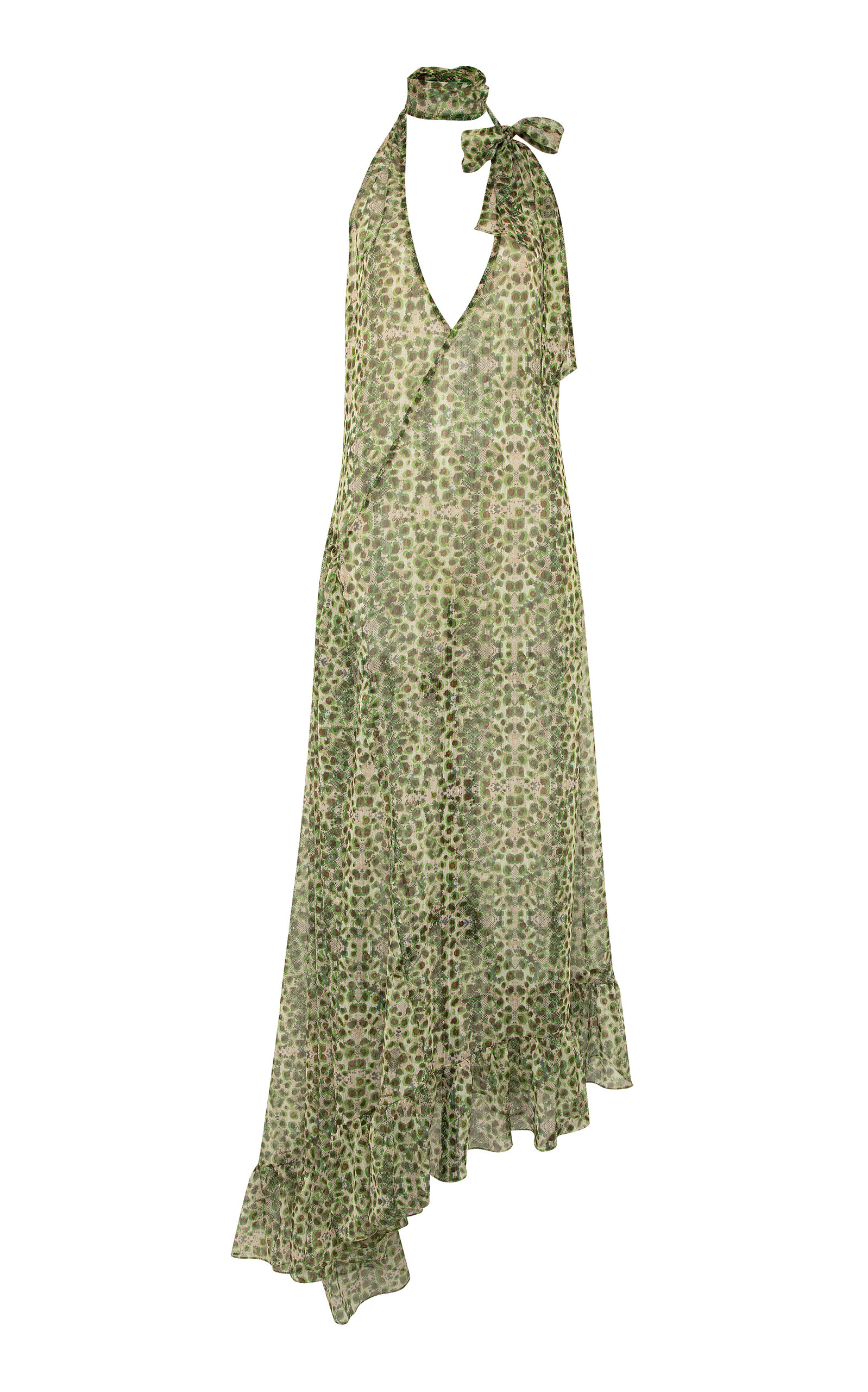 Siedres Arin Ruffled Halterneck Maxi Dress In Green | ModeSens Siedres Arin Ruffled Halterneck Maxi Dress In Green | ModeSens
