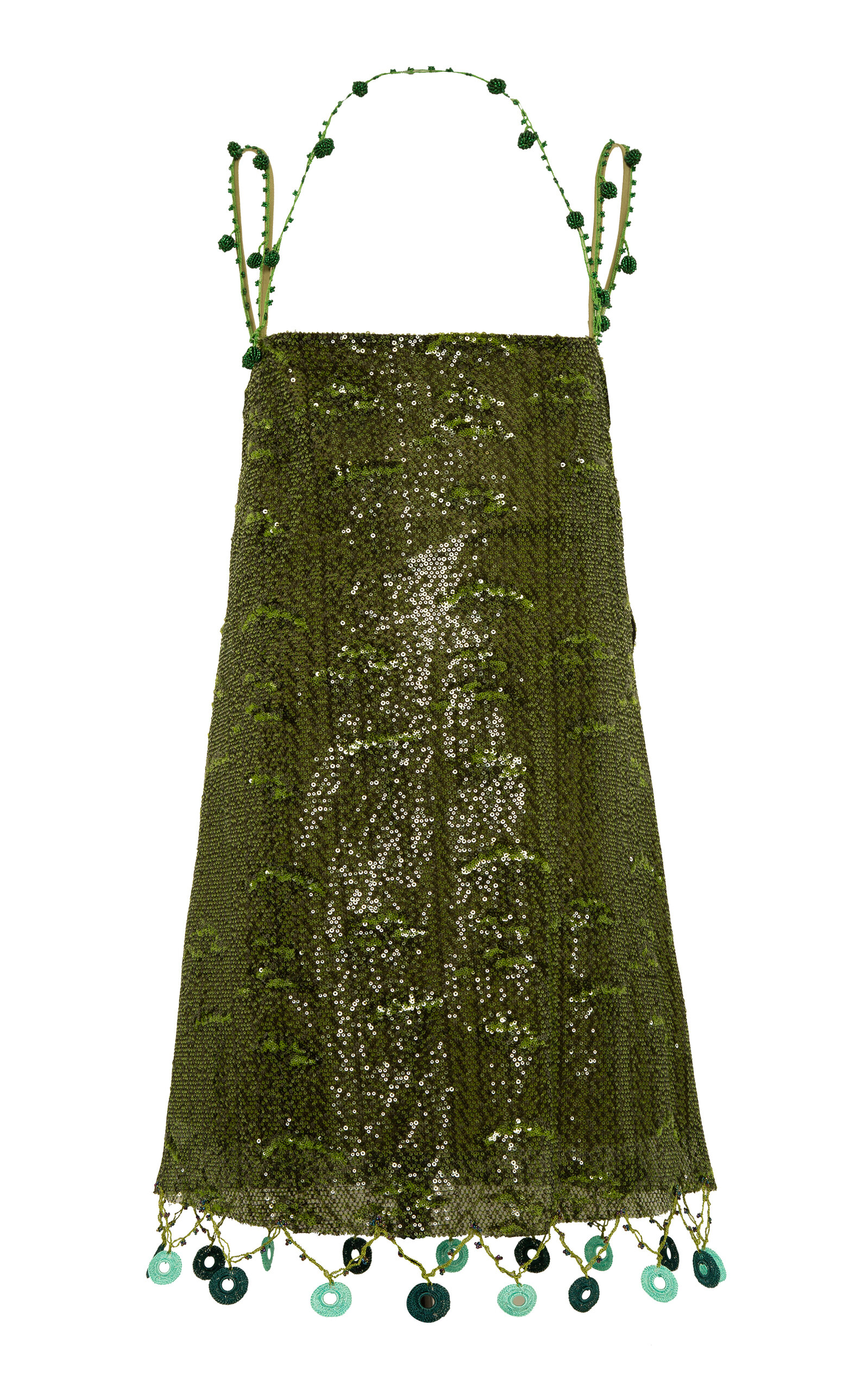 Shop Siedres Enta Bead-embellished Sequined Mini Dress In Green
