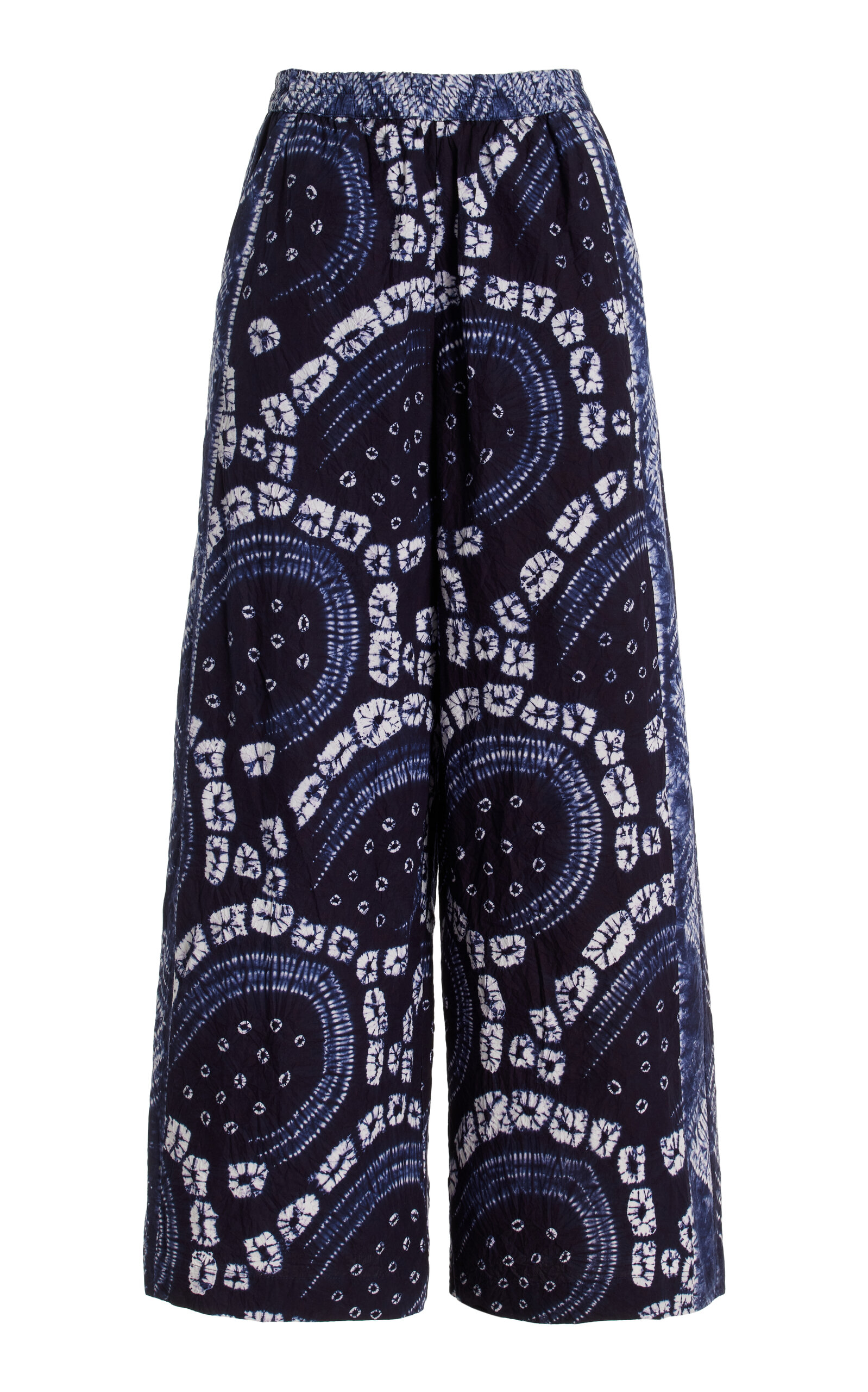 Shop Boteh Vea Shibori-dyed Cotton Poplin Wide-leg Pants In Blue