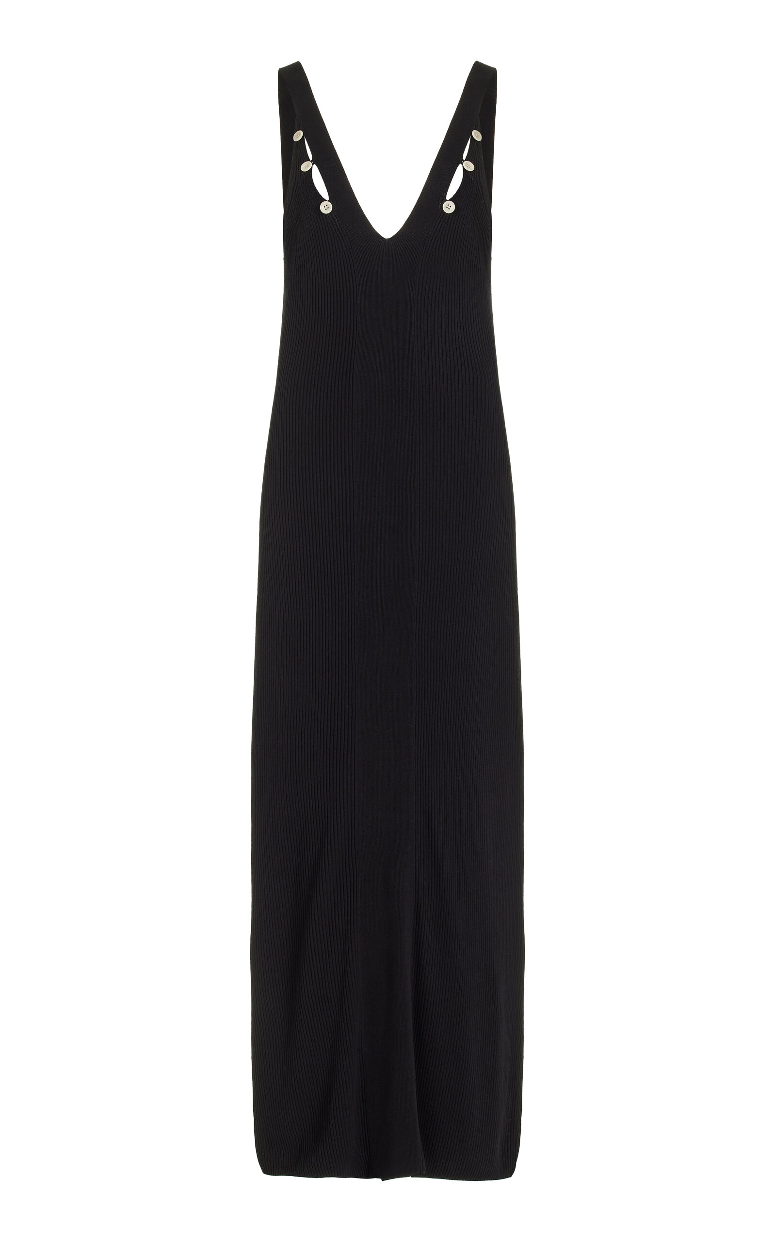 Shop Proenza Schouler White Label Hayden Button-detailed Ribbed-knit Maxi Dress In Black
