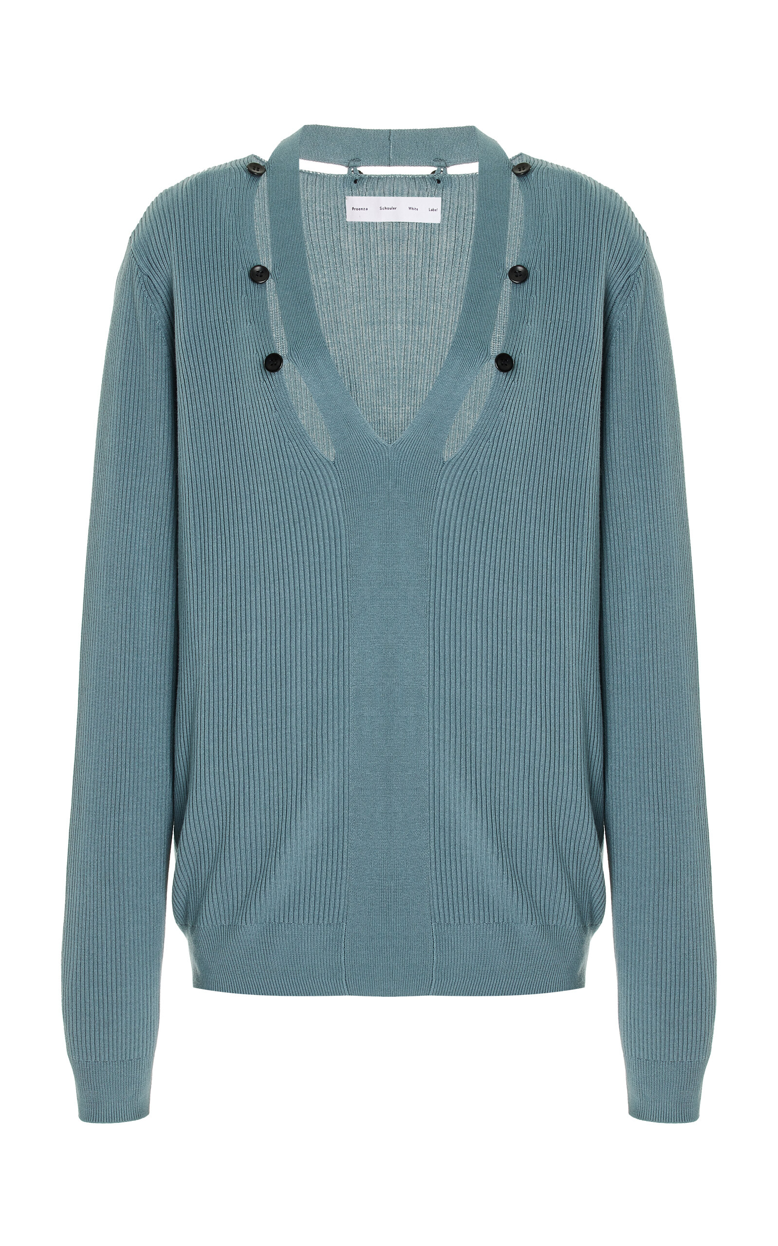 Proenza Schouler White Label Elsie Oversized Button-detailed Knit Sweater In Blue