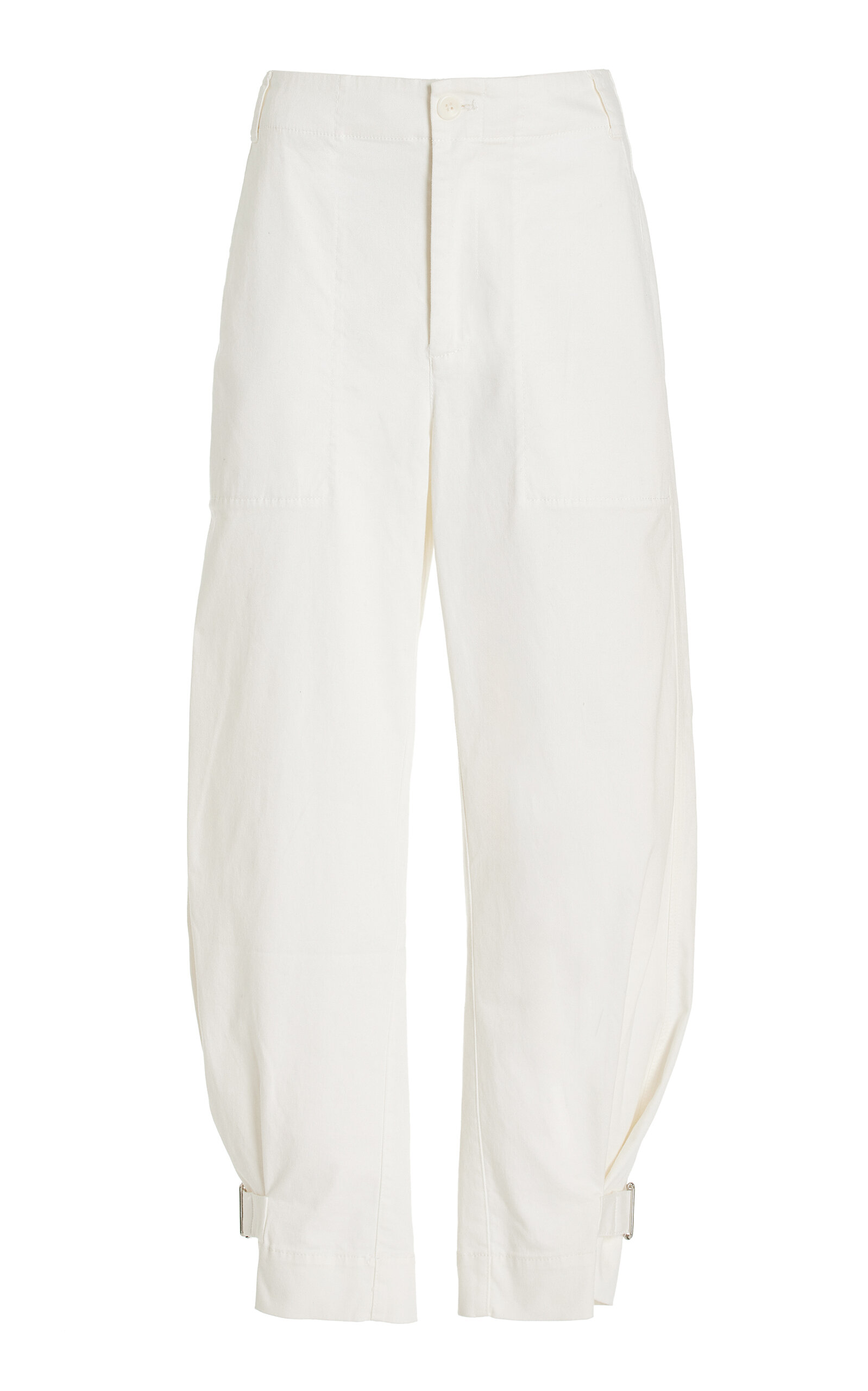 Shop Proenza Schouler White Label Kay Stretch-cotton Twill Tapered Pants In White
