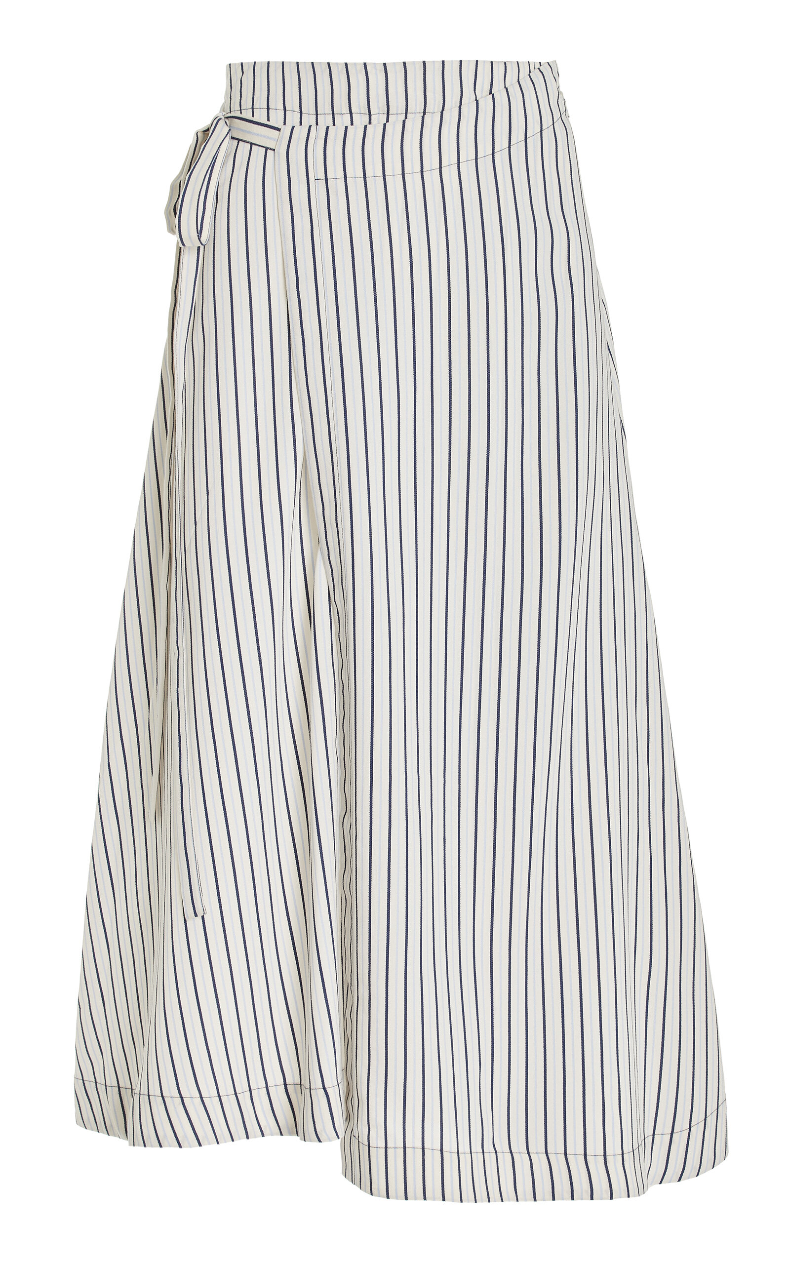 Shop Proenza Schouler White Label Georgie Striped-poplin Midi Wrap Skirt In Ivory