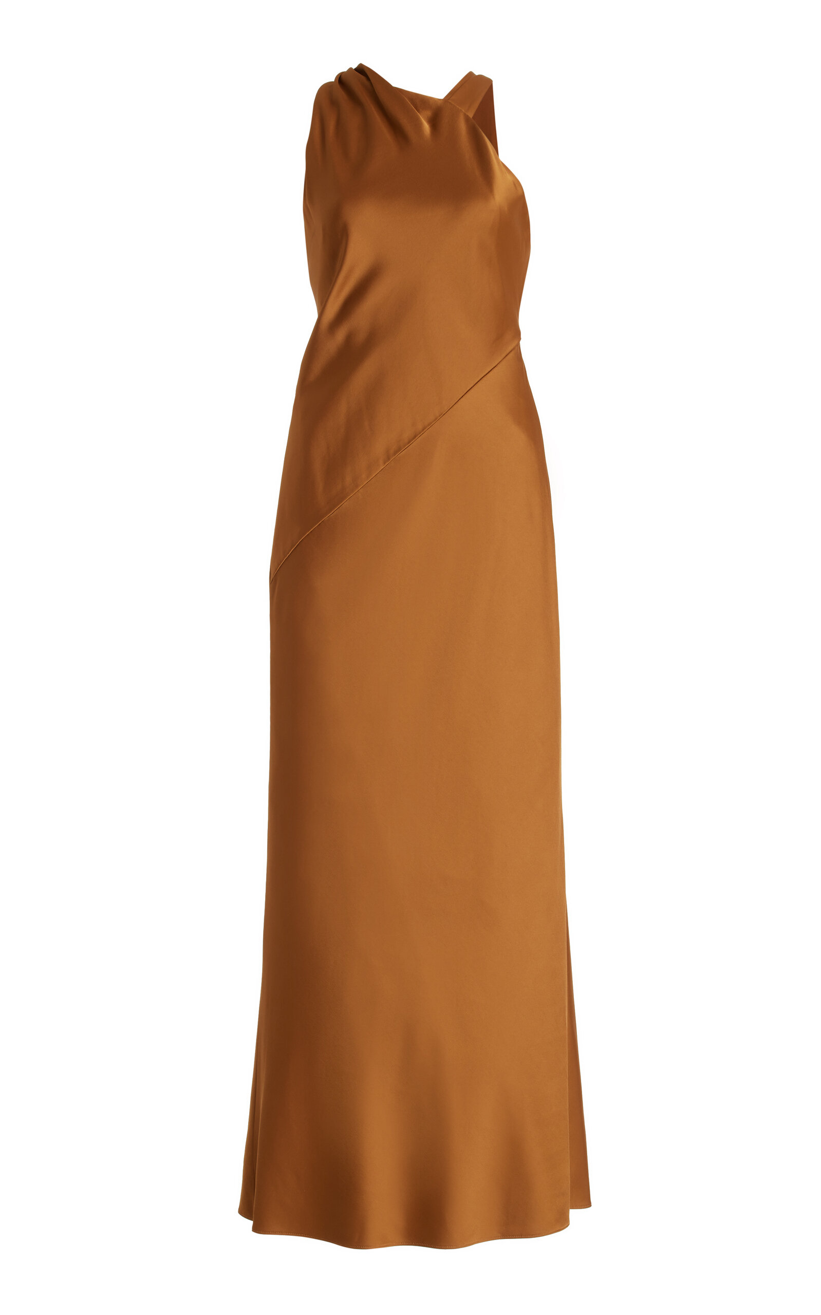 Shop Significant Other Annabel Draped Satin Maxi Dress In Brown